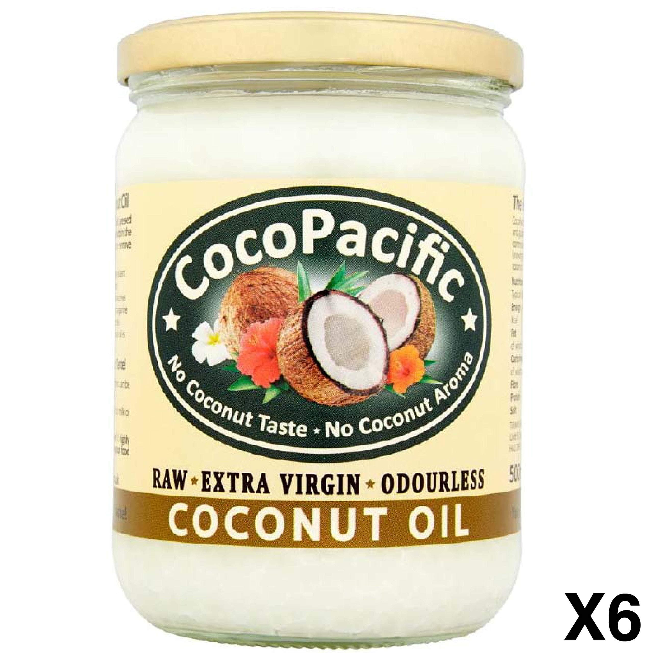 CocoPacific Premium Odourless Raw Extra Virgin Coconut Oil 500ML (Pack of 6)