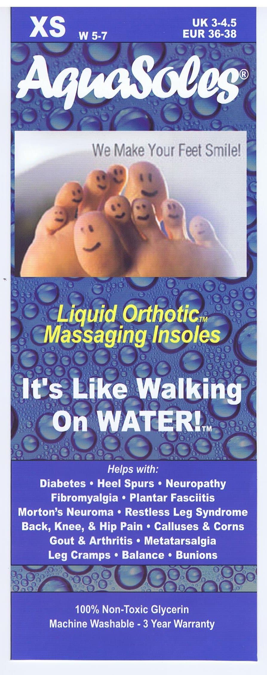 Liquid Orthotic Massaging Insoles (Extra Small (W 5-7))