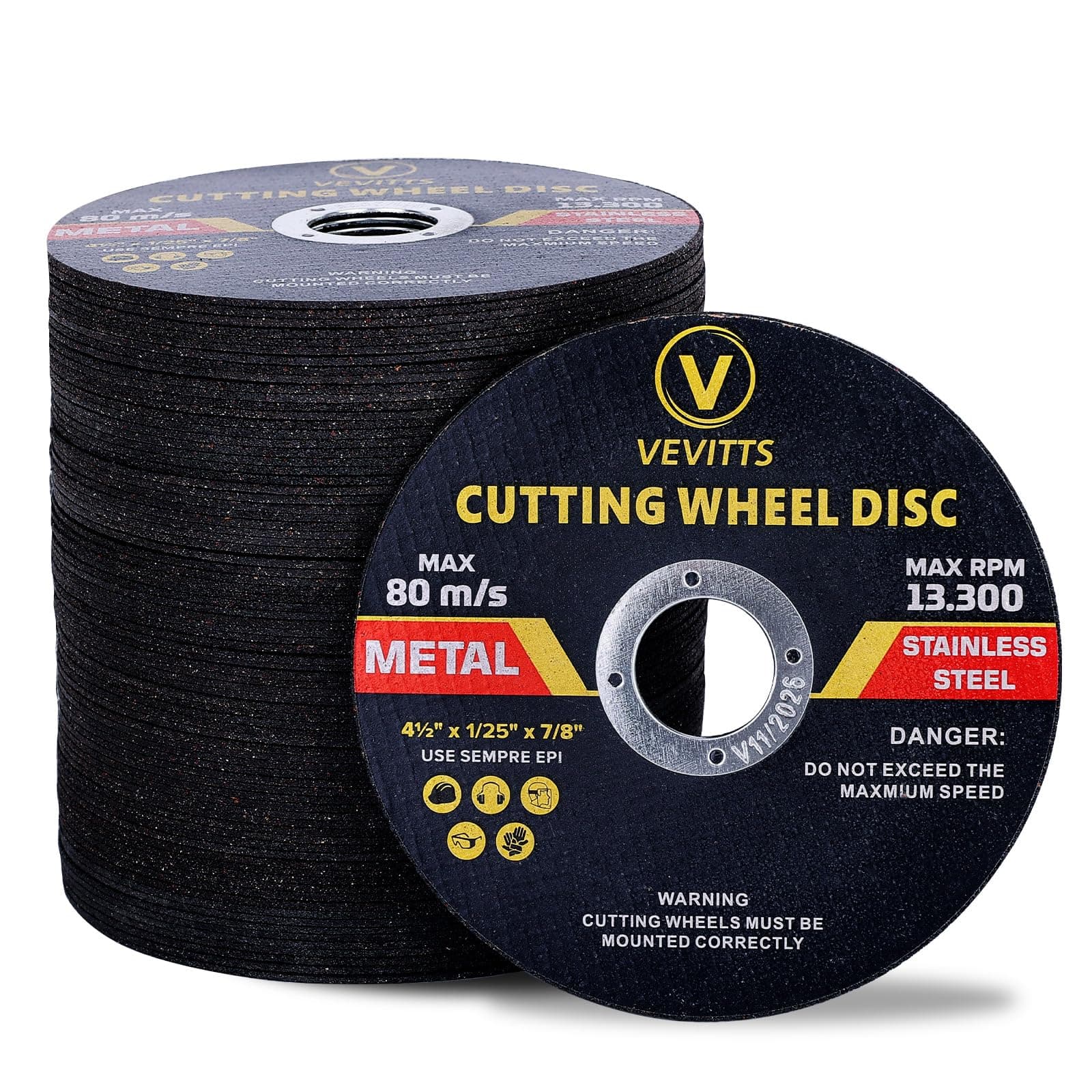 100 Pack Cut Off Wheels 4 1/2 inch, Cutting Wheel, Thin Cutting Disc Die Grinder Cut-Off Wheel for Angle Grinder Metal & Stainless Steel Rotary Tool Drill Attachment 4-1/2" x 1/25" x 7/8"