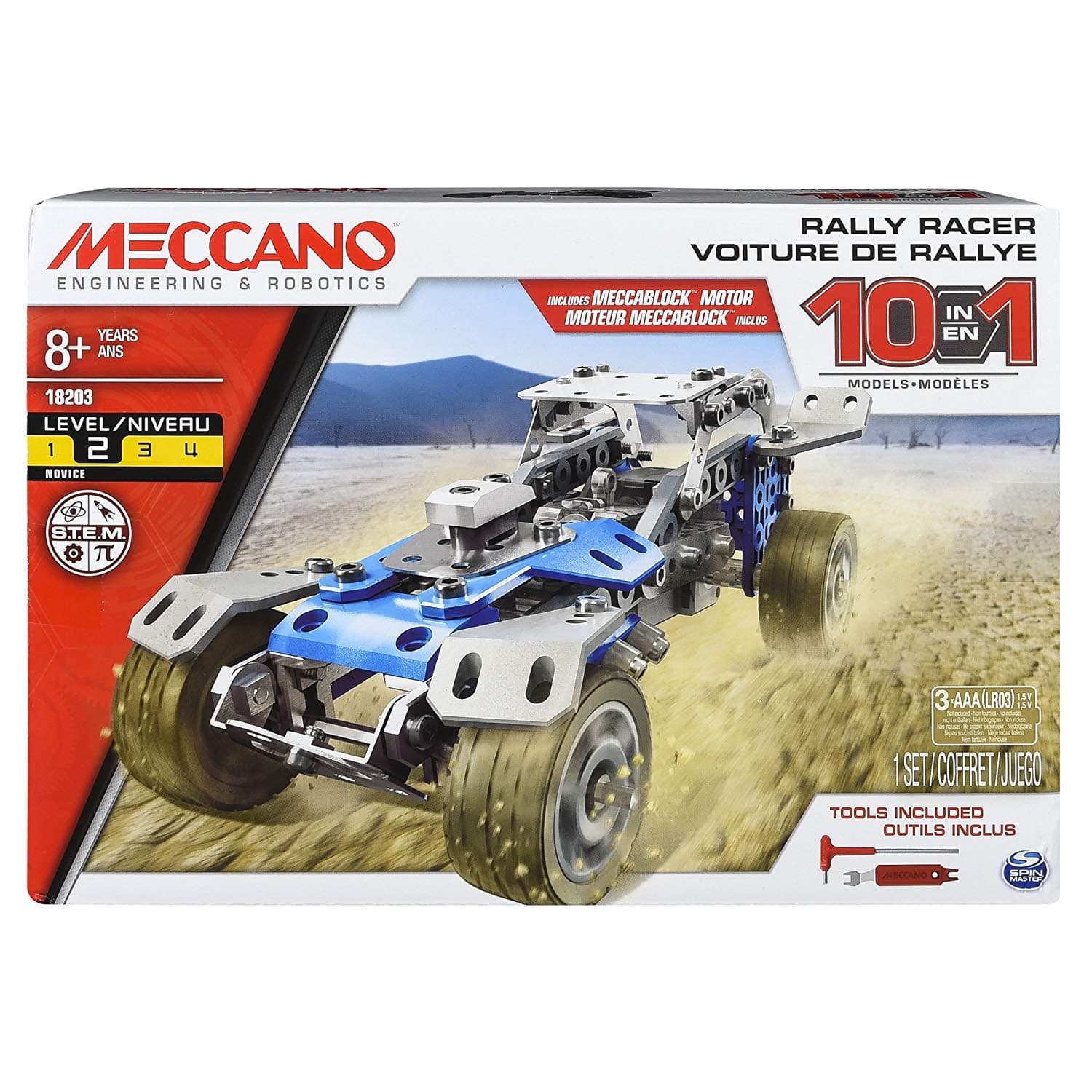 MECCANO Erector Rally Racer 10-in-1 Building Kit, 159 Parts, STEM Engineering Education Toy for Ages 10 and Up