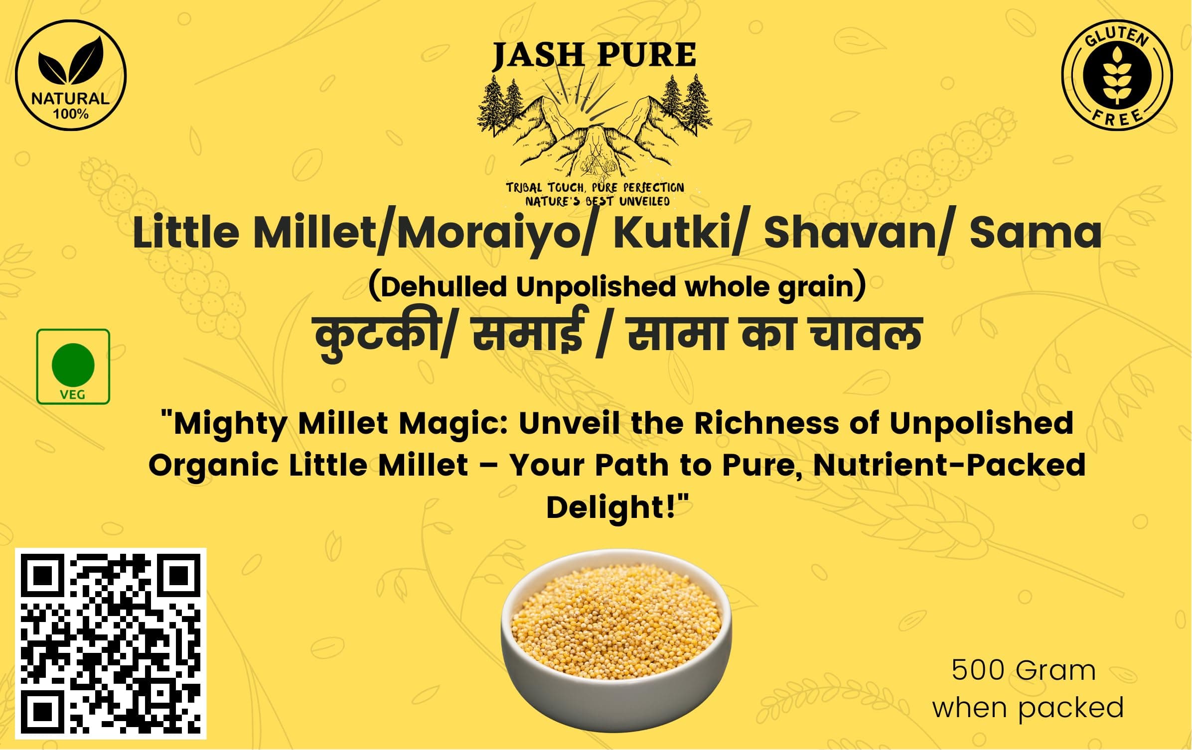 Little Millet/Moraiyo/Kutki/Shavan/Sama Whole Grain 500 Gram By Jashpure