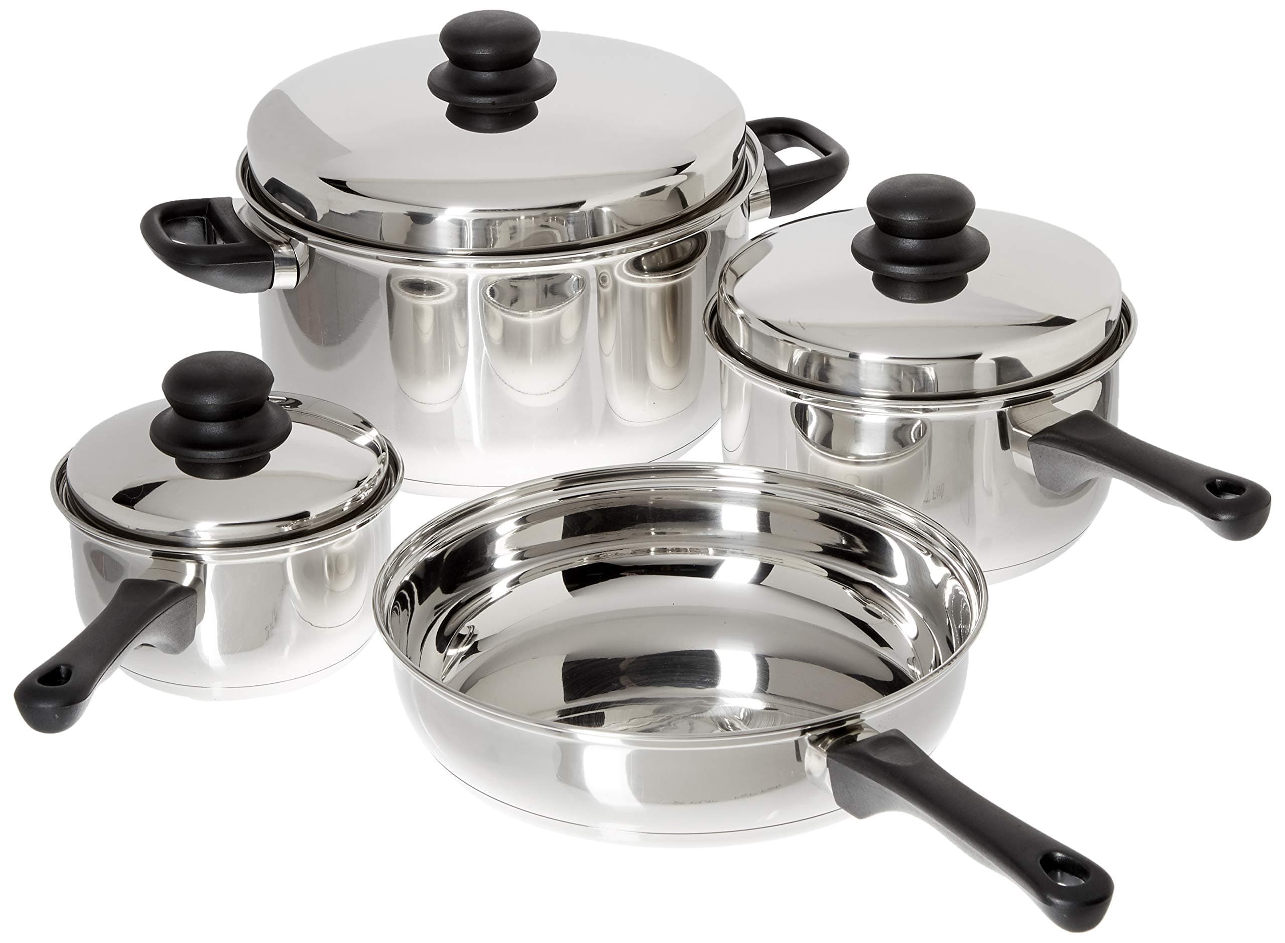 Lodging Economy 7-piece Stainless Steel Cookware Set with Stainless Covers
