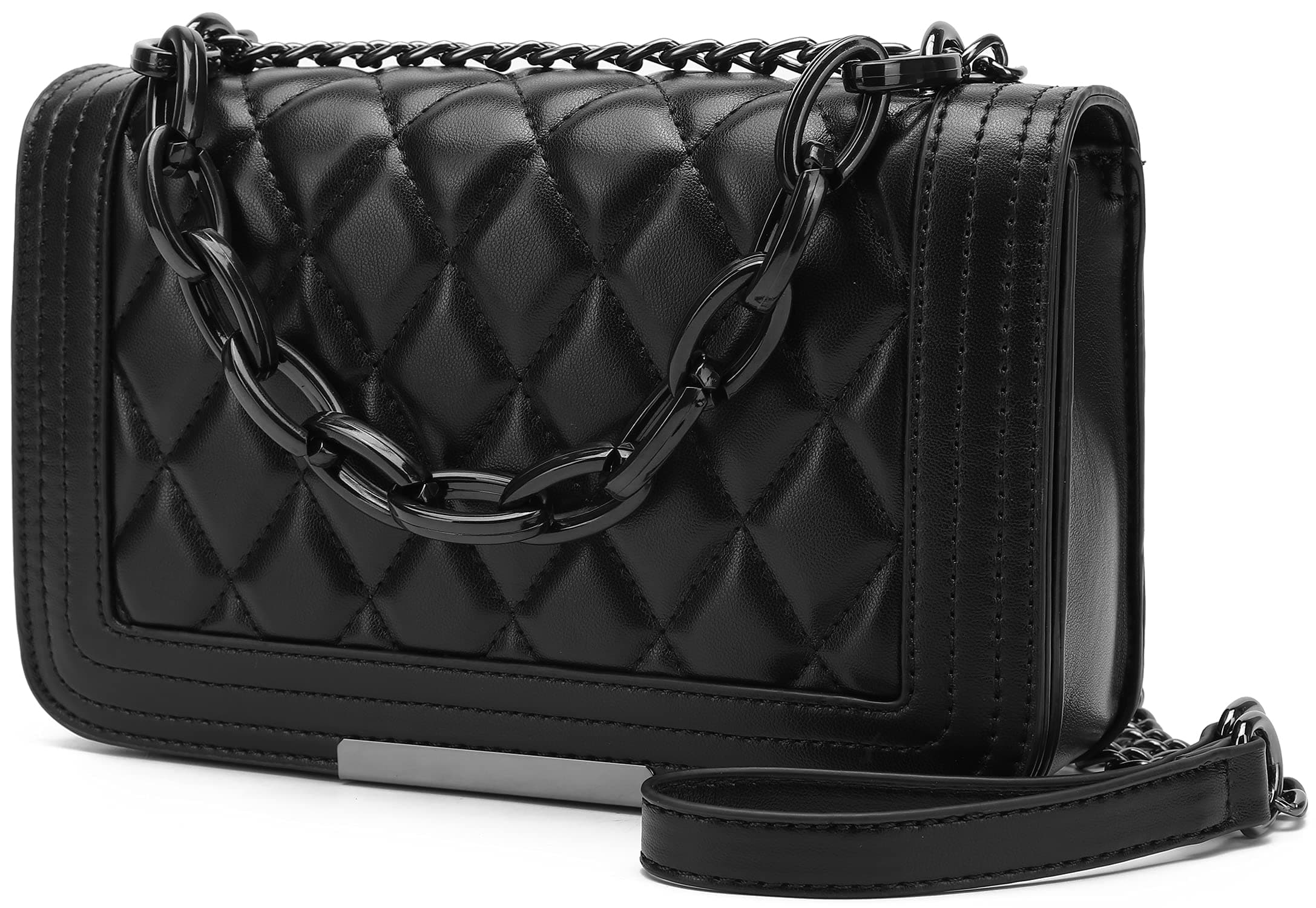 Crossbody Bags for Women Fashion Quilted Shoulder purse with Convertible Chain Strap Classic Satchel Handbag