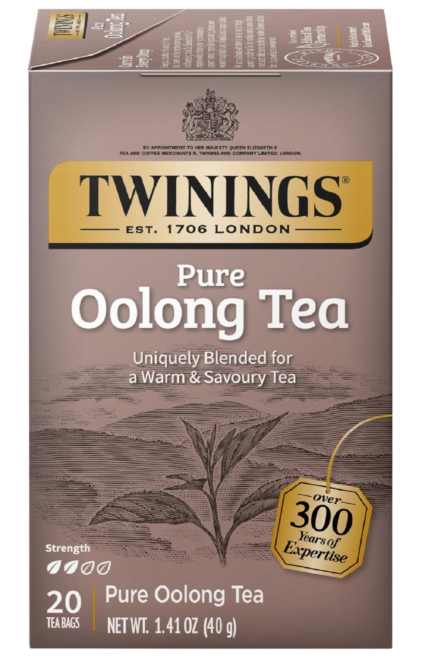 Pure Oolong Tea – Golden Caffeinated Tea, Individually Wrapped Tea Bags, 20 Count