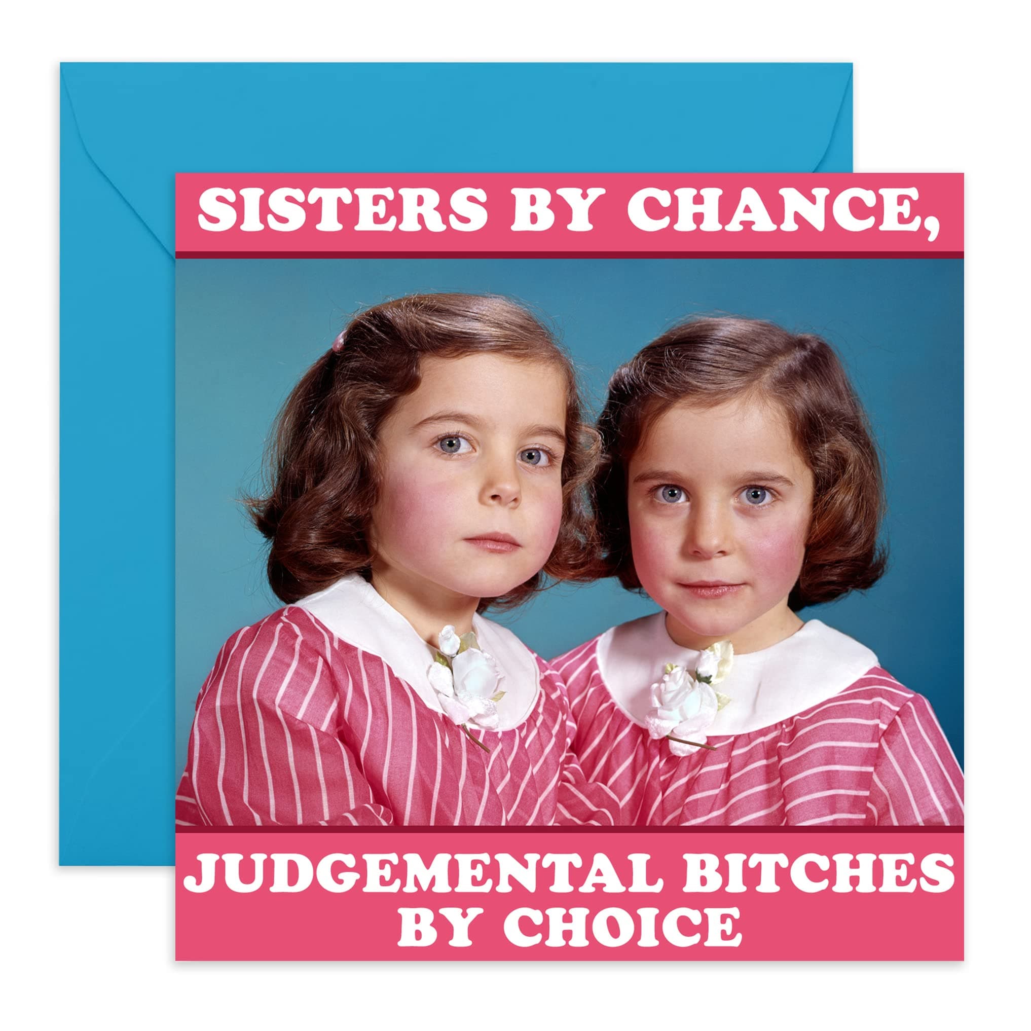 Funny Birthday Card for Sister - 'Sisters By Chance' - Rude Greeting for Her - Galentine's Day Card for Friends BFF Bestie - Best Friend Valentines Day Card - Comes with Fun Stickers Recyclable