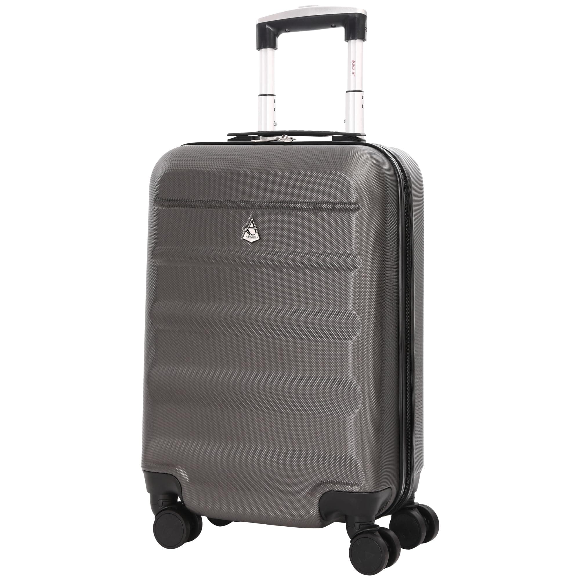 Lightweight 55cm Hard Shell 34L Travel Carry On Hand Cabin Luggage Suitcase 4 Wheels, Approved for Ryanair Priority, British Airways, Virgin Atlantic, 5 Year Warranty, Charcoal