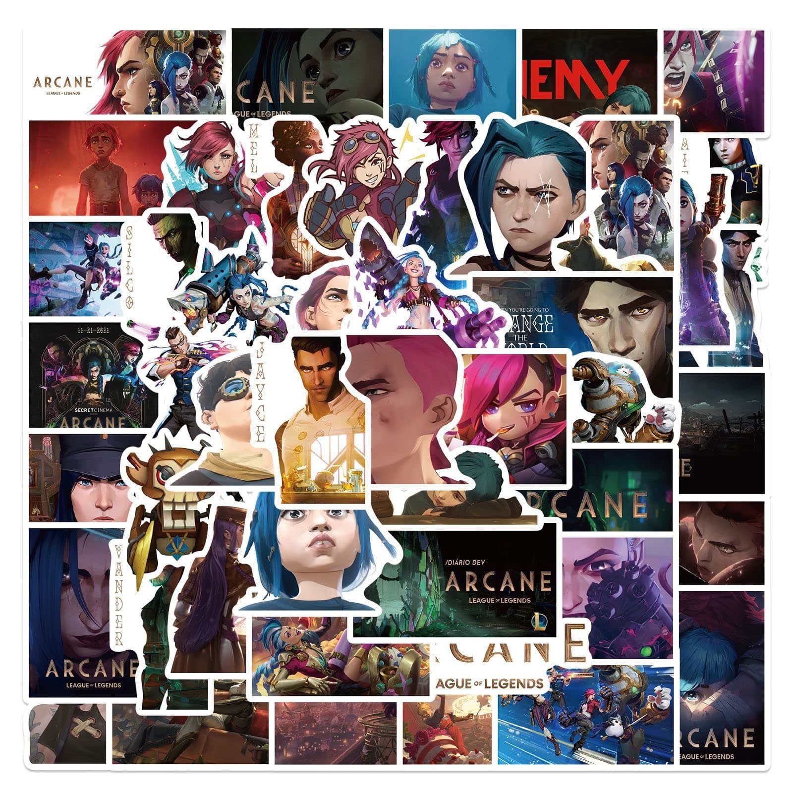 Mozoltov 50Pcs Cartoon Arcane: League of Legends Stickers Pack for Water Bottle Cup Laptop Guitar Car Motorcycle Bike Skateboard Luggage Box Vinyl Waterproof Graffiti Patches JHSL