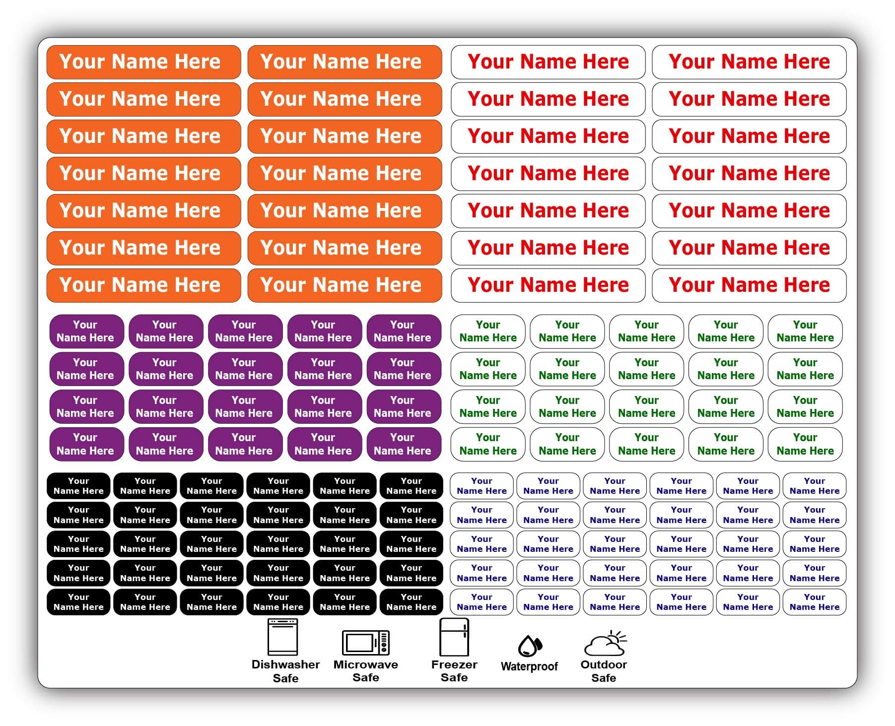 128 Personalized Waterproof Name Labels. Press and Stick Multi use Custom Name Labels. Highly Durable Customized Name Stickers with Permanent Self Adhesive. Great for School, Daycare or Camp