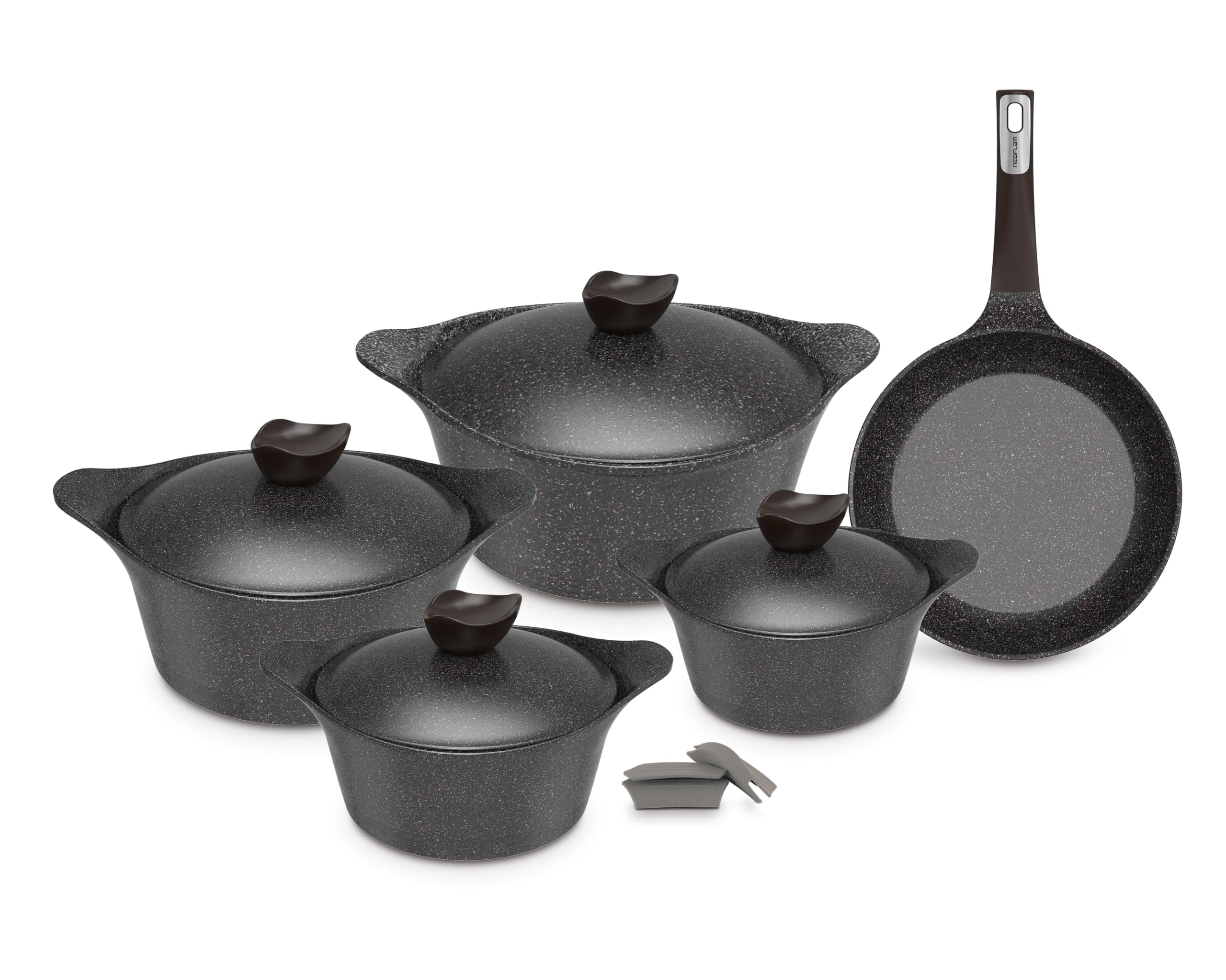 Neoflam Aeni Non-Stick Aluminum Cooking Pot 11-Piece Set, Galaxy Marble