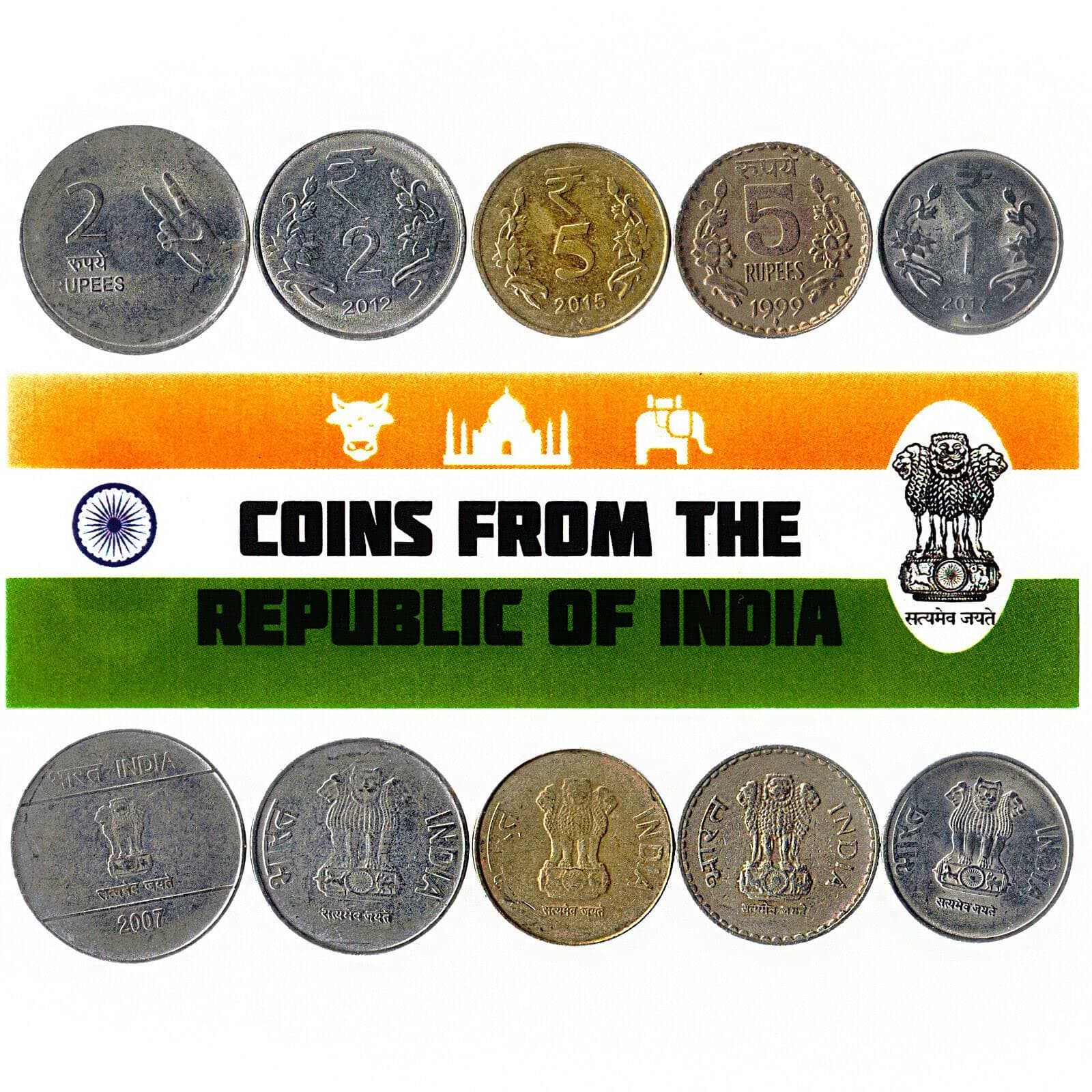 India 5 Mixed Coins | 50 Paise to 2 Rupee | Indian Currency Since 1957