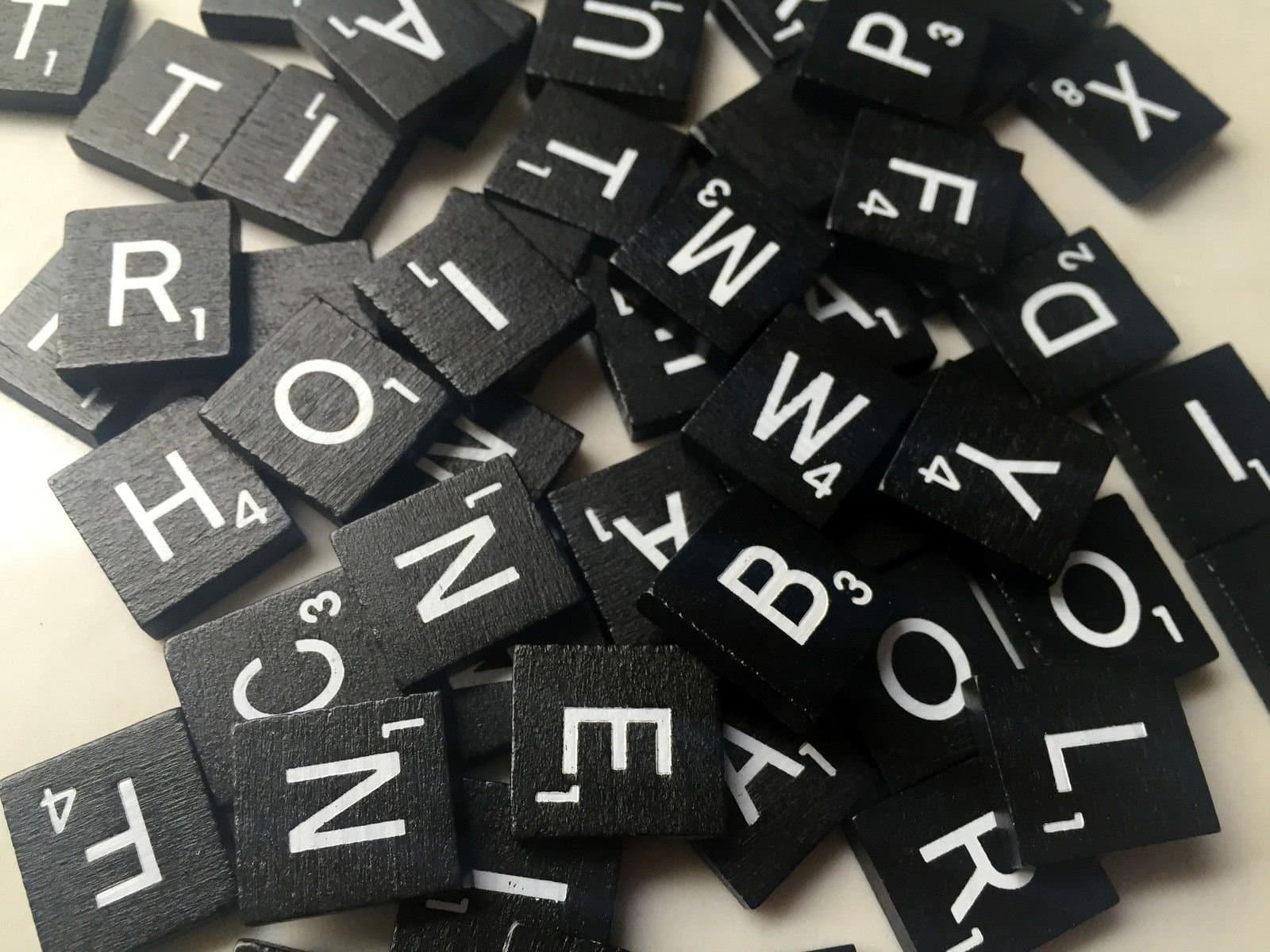 Black Wood Letter Tiles Set 100 Tiles for Game Replacement, Scapbooking, Crafts, Messages, Etc.