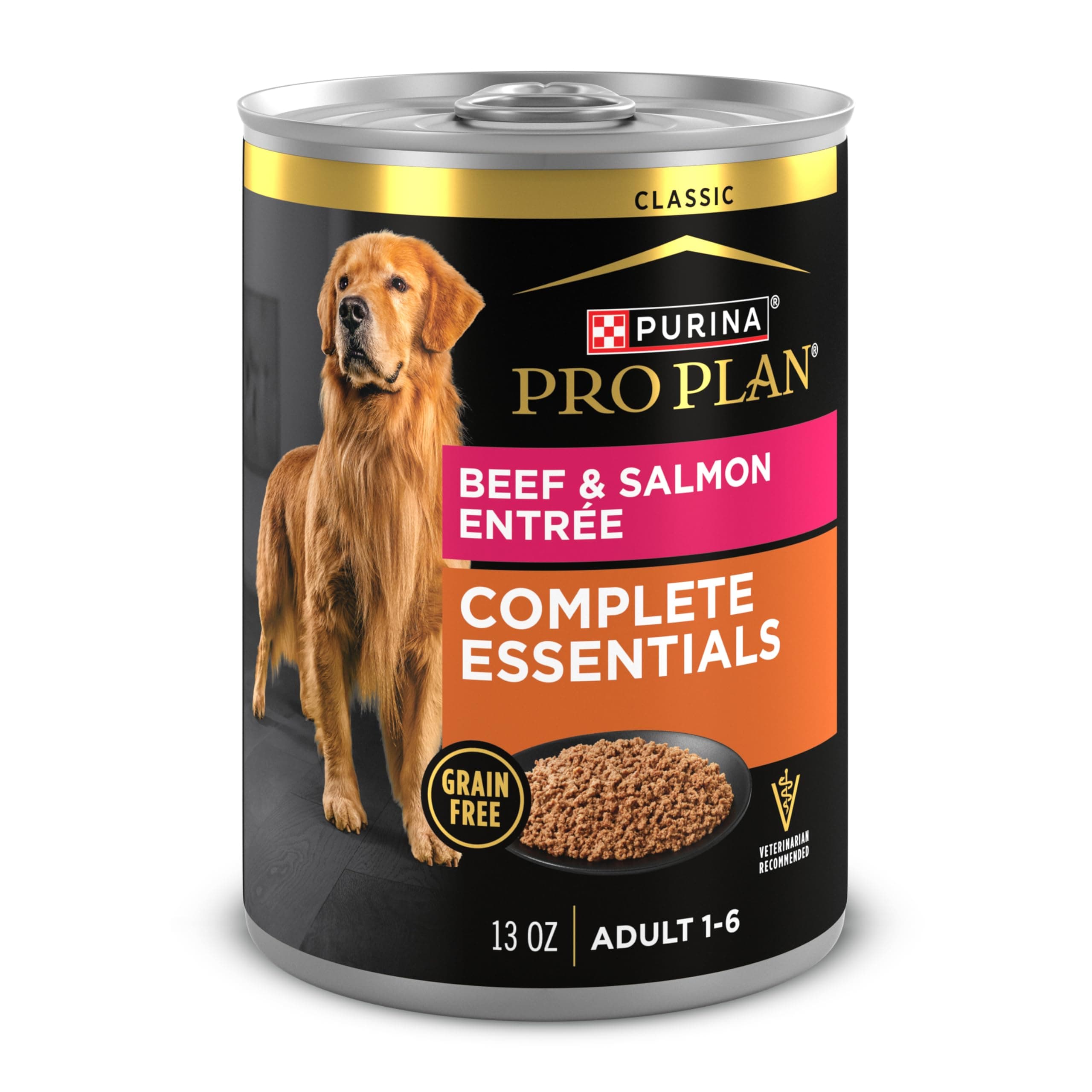 Dog Food Grain Free, Classic Beef and Salmon Entrée - (Pack of 12) 13 oz. Cans