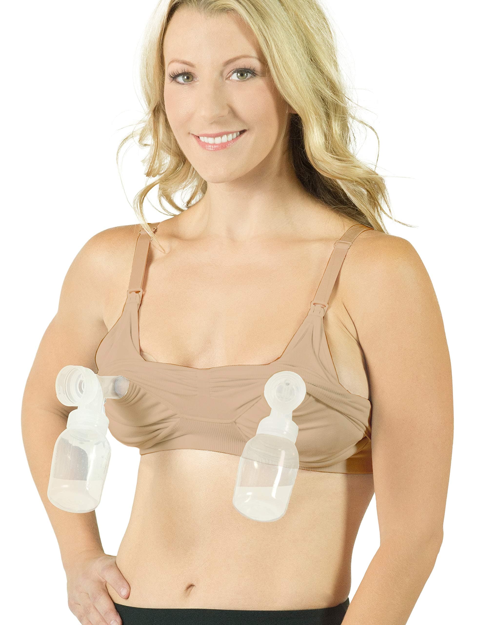 Seamless Pump&Nurse Hands-Free Pumping and Nursing Bra, Small to Plus Size