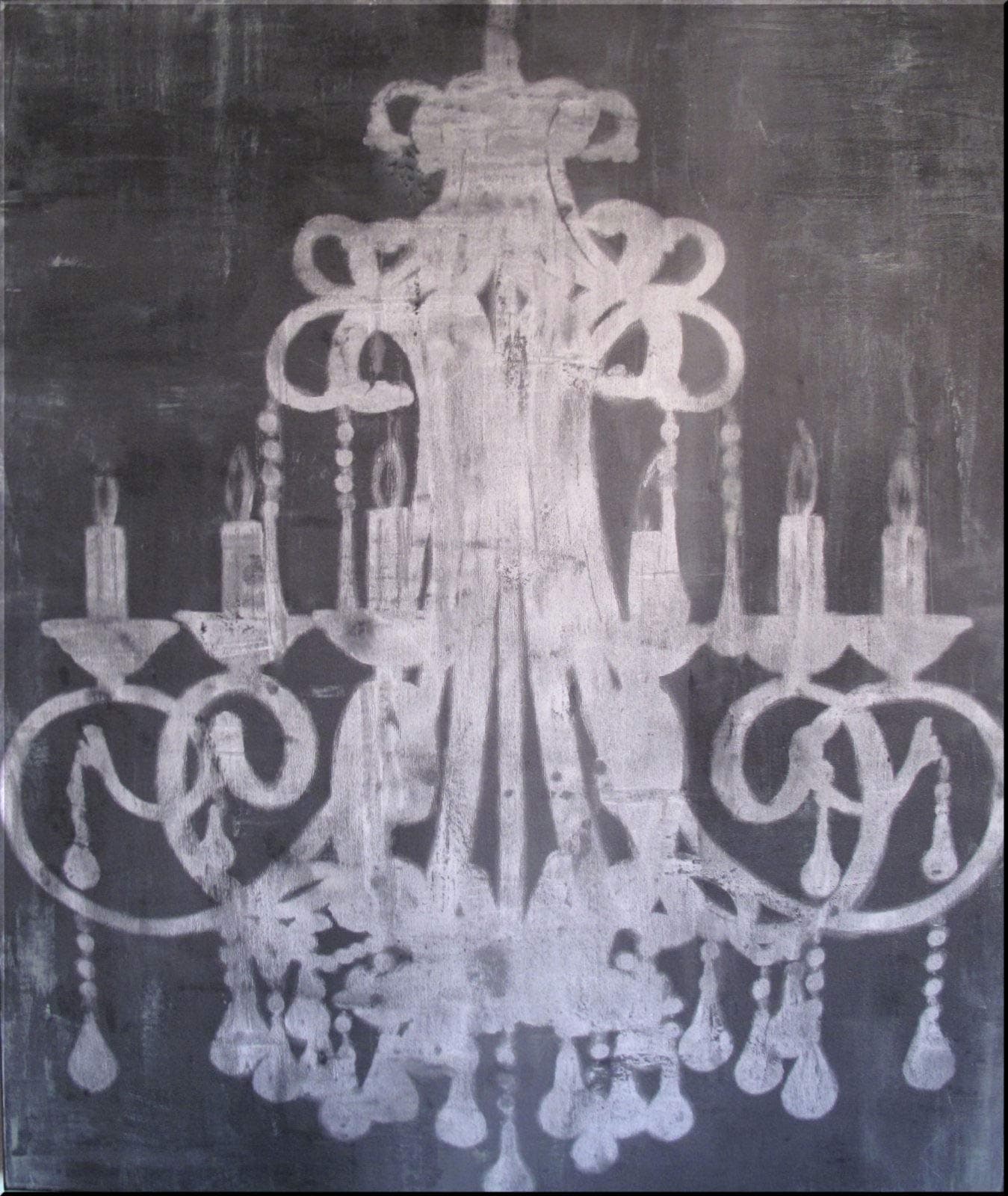 Abstract Modern Canvas Painting, Contemporary Wall Art - Charcoal Chandelier - 36 x 30 x 1.5 Ready to Hang. Direct from Studio Eloise World.