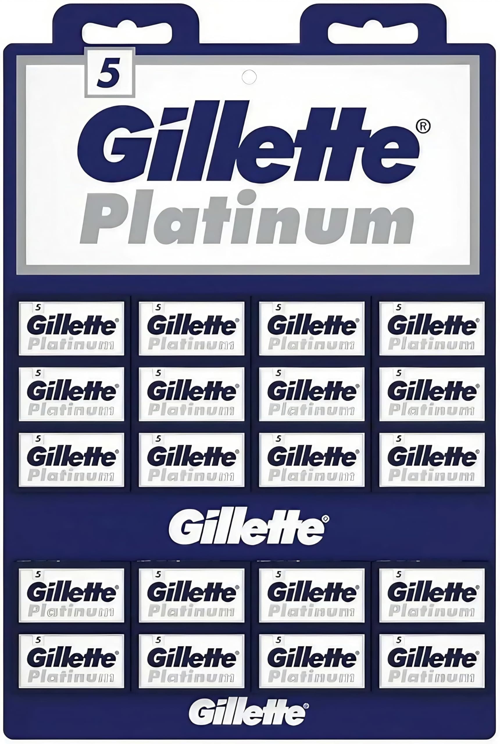 Gillette 100 Platinum Blue Double Edge Safety Razor Blades, 20 x 5