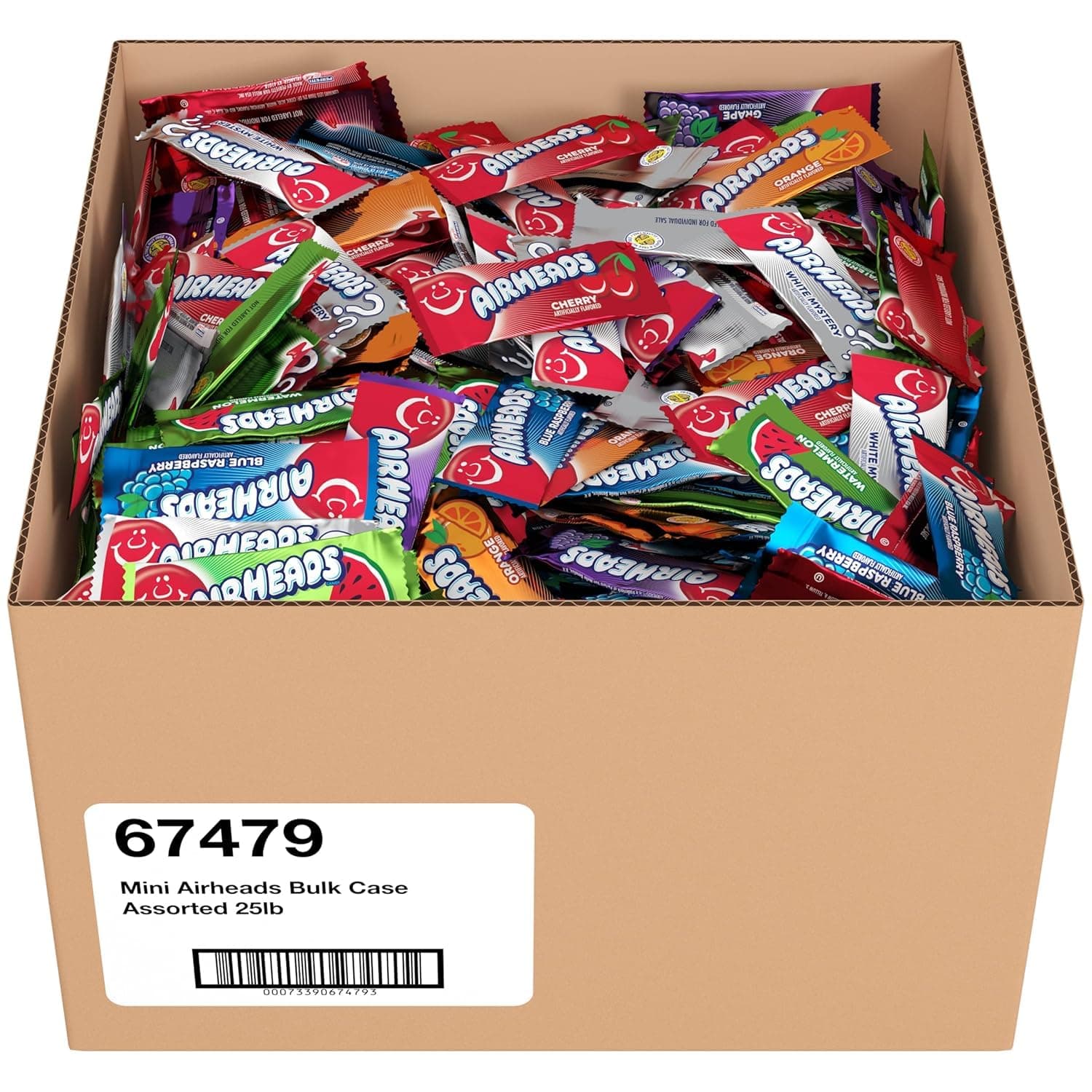 Airheads Candy, Mini Bars, Assorted Flavors, Individually Wrapped, Bulk Box, Non Melting, Party, 25 Pounds