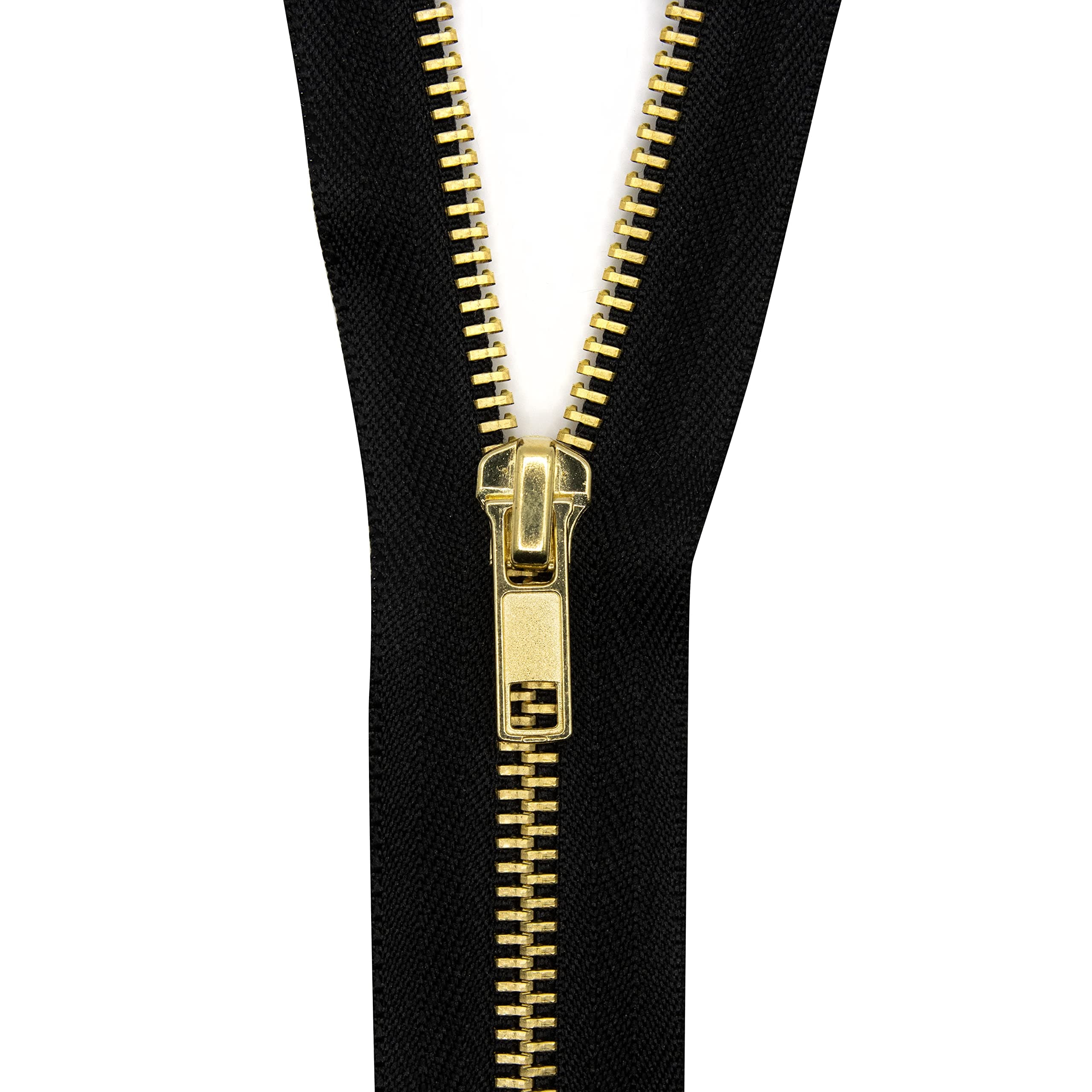 – Realm Brass Teeth Jeans Zip for Sewing, Crafts, Clothing and Accessories (7 Inch - Black)