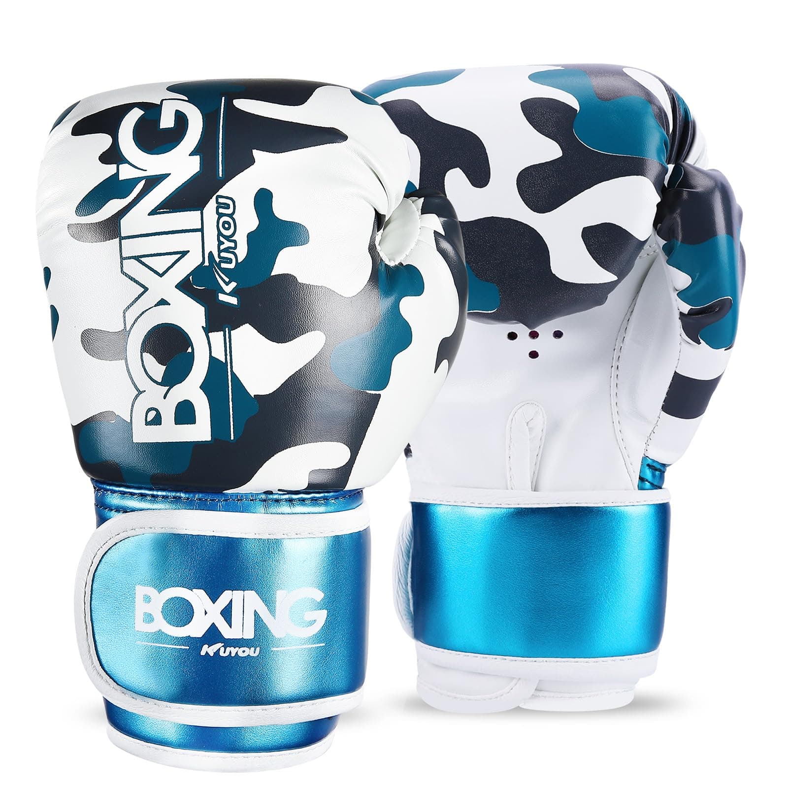 KUYOU Kids Boxing Gloves, Boxing Gloves for Children 3-9 Youth Boys Girls Toddler PU Cartoon Sparring Training Boxing Gloves for Punching Bag, Kickboxing, Muay Thai, MMA (Pearl Blue)