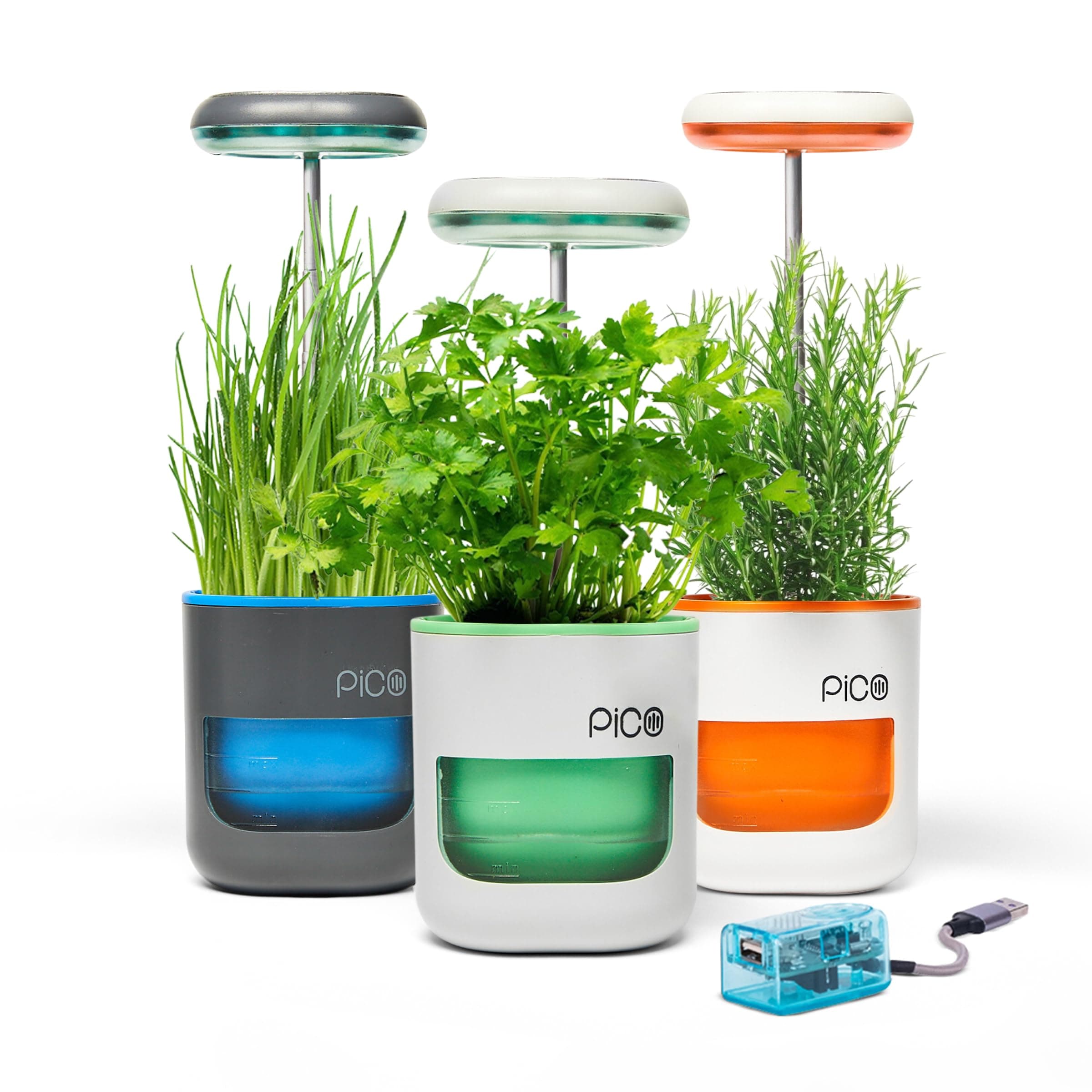 Pico Planter Indoor Garden with Plant Grow Light. This Herb Growing Kit is the Perfect Self Watering Planter. An Indoor Garden for Your Home and Office. Grow with Soil or Soil-Less Hydroponics.