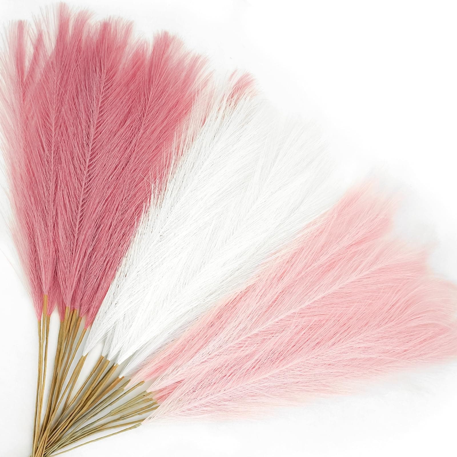 Agusbagli 30pcs Pink Faux Pampas Grass, 21.6in Fluffy Artificial Colored Pompas Grass Short Blush Fake Pampas Stems Vase Filler Flower Arrangement for Home Wedding Centerpieces Boho Decor