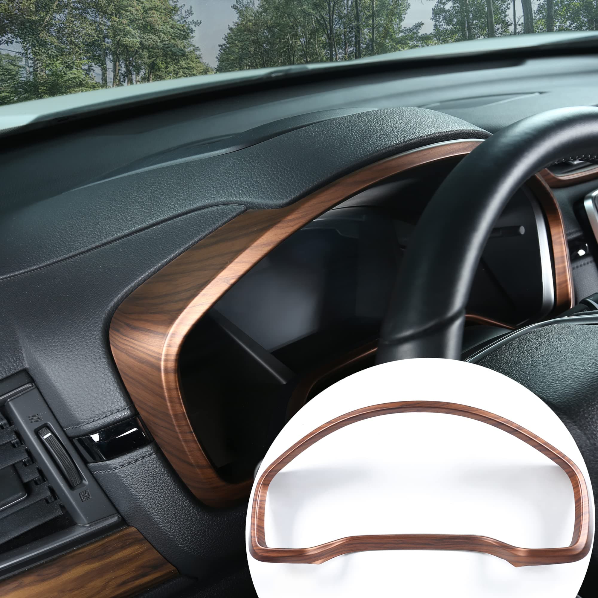 AntBooBoo For CRV Peach Wood Grain Dashboard Instrument Panel FrameTrim Cover Interior Decoration