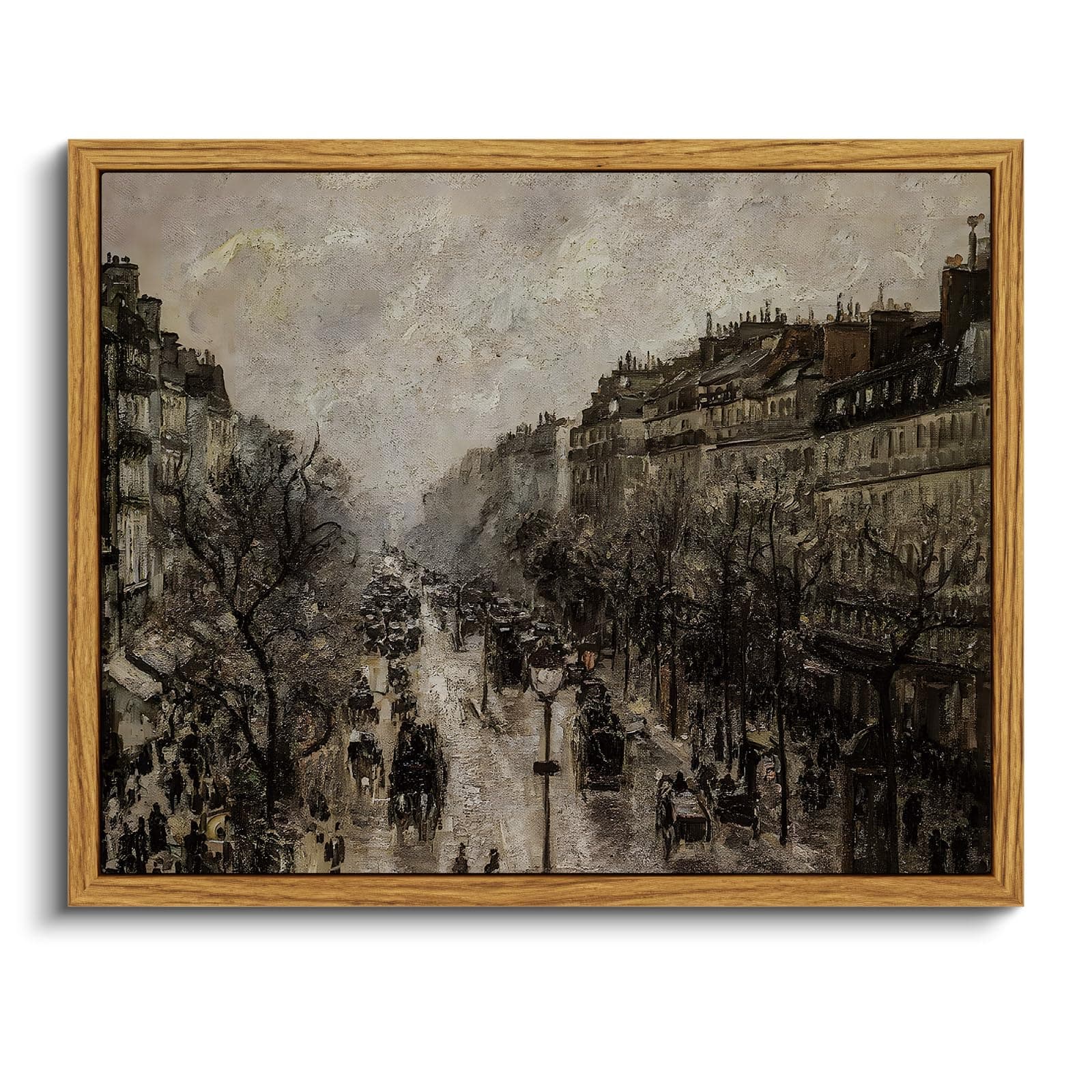 VIYYIEA Framed Canvas Wall Art for Living Room & Bathroom - Classical Cityscape Artwork - Vintage Oil Painting Prints - Parisian Street Wall Decor - Farmhouse 8x10in