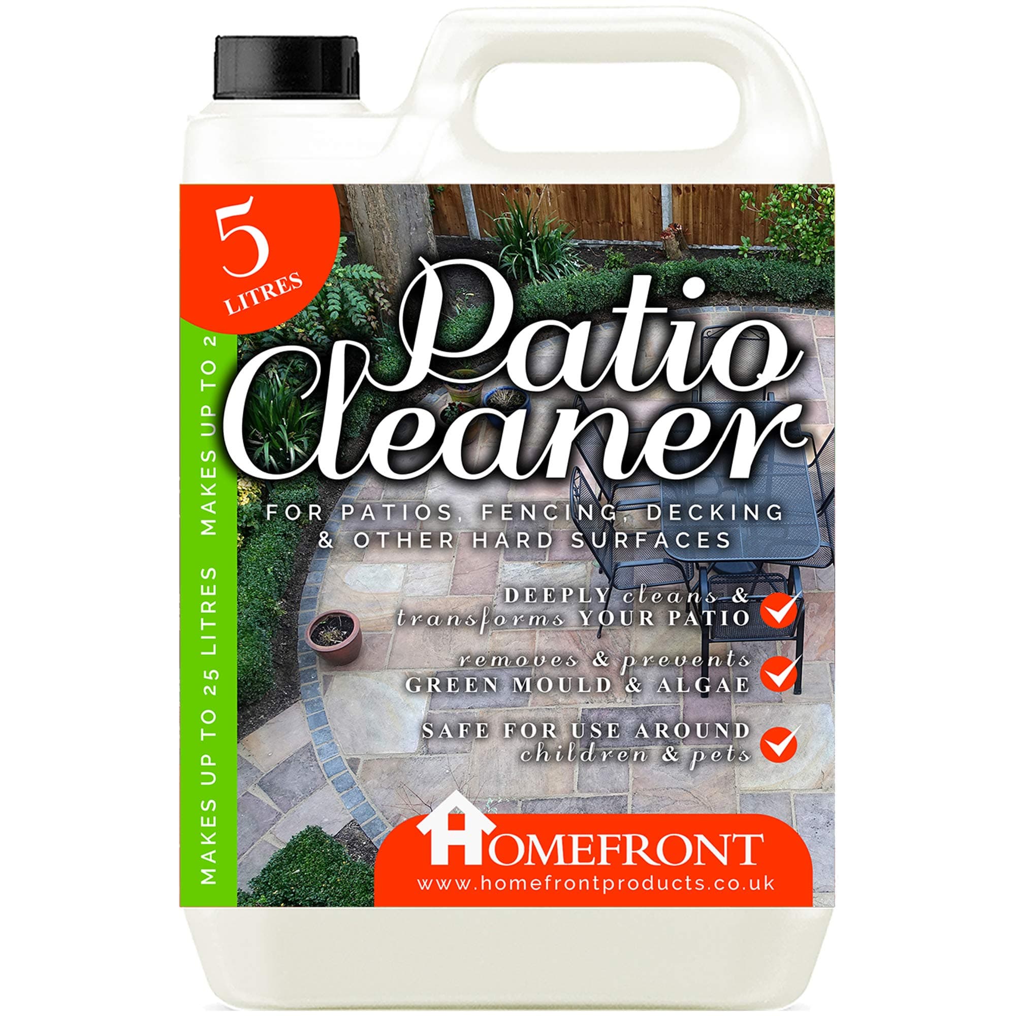 HomefrontPatio Cleaner - Concentrated Formula to Remove Dirt, Grime, Mould and Algae - Easy to Use Fluid (5 Litres)