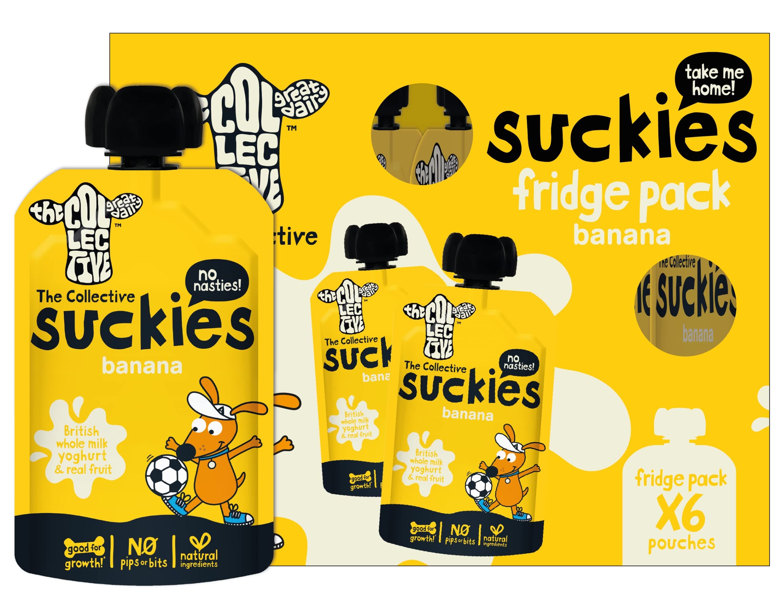 The Collective Suckies Banana Kids Yoghurt Pouch Multi-Pack 6 x 90g