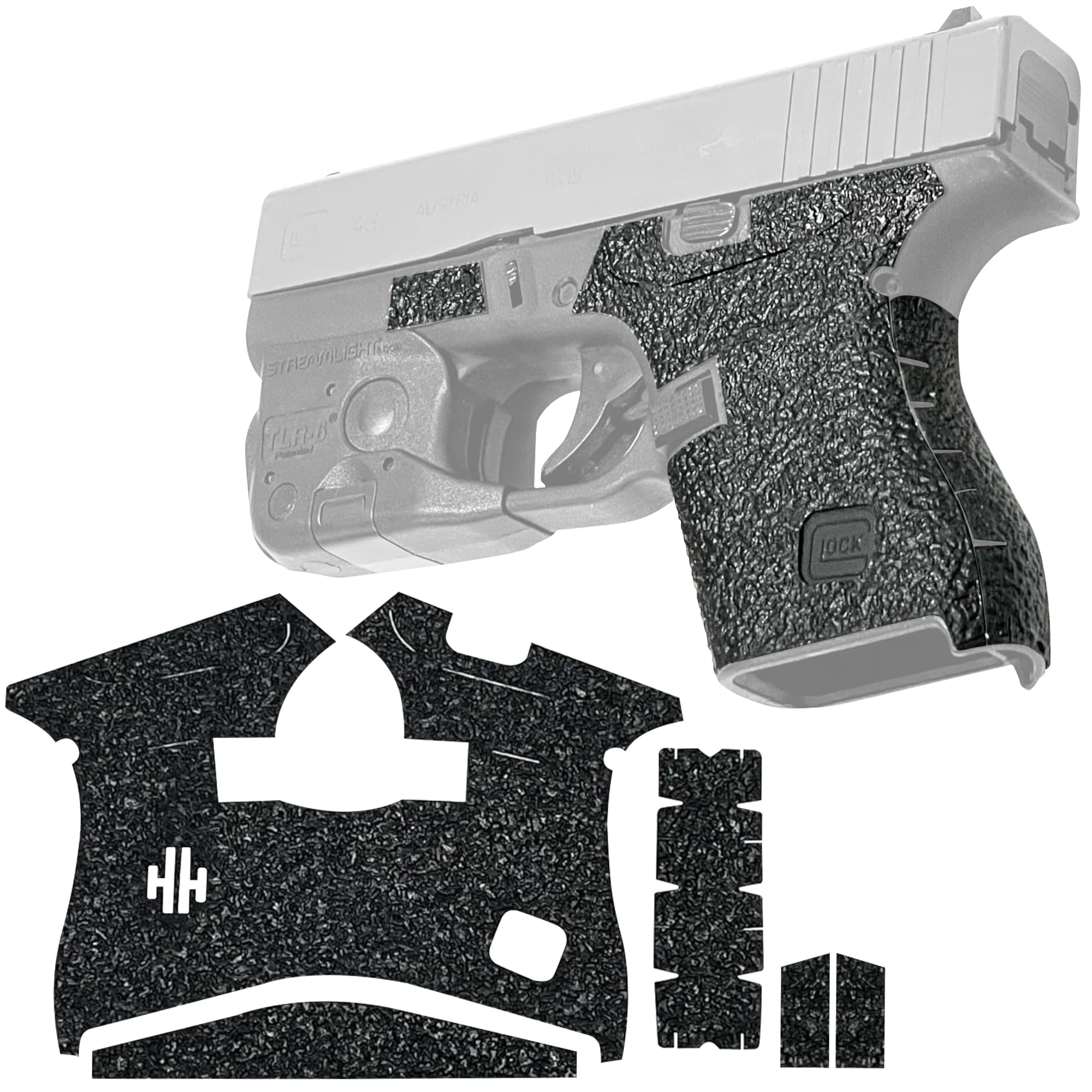 - Gun Grip Tape Compatible with Glock 43 - Black Textured Rubber Pistol Grip Tape, Easy Installation, Gun Skins, Veteran Owned, Made in USA