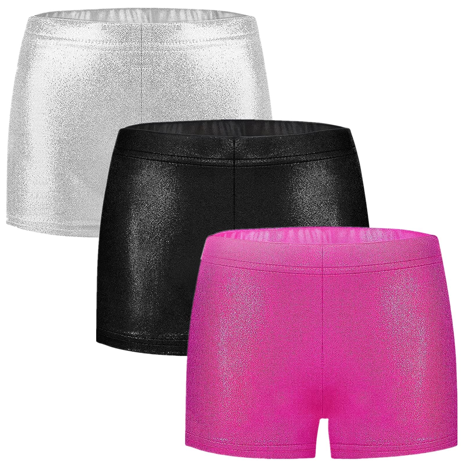 Girls Dance Short for Gymnastics Athletic Shorts Sparkle Glitter Tumbling Bottoms