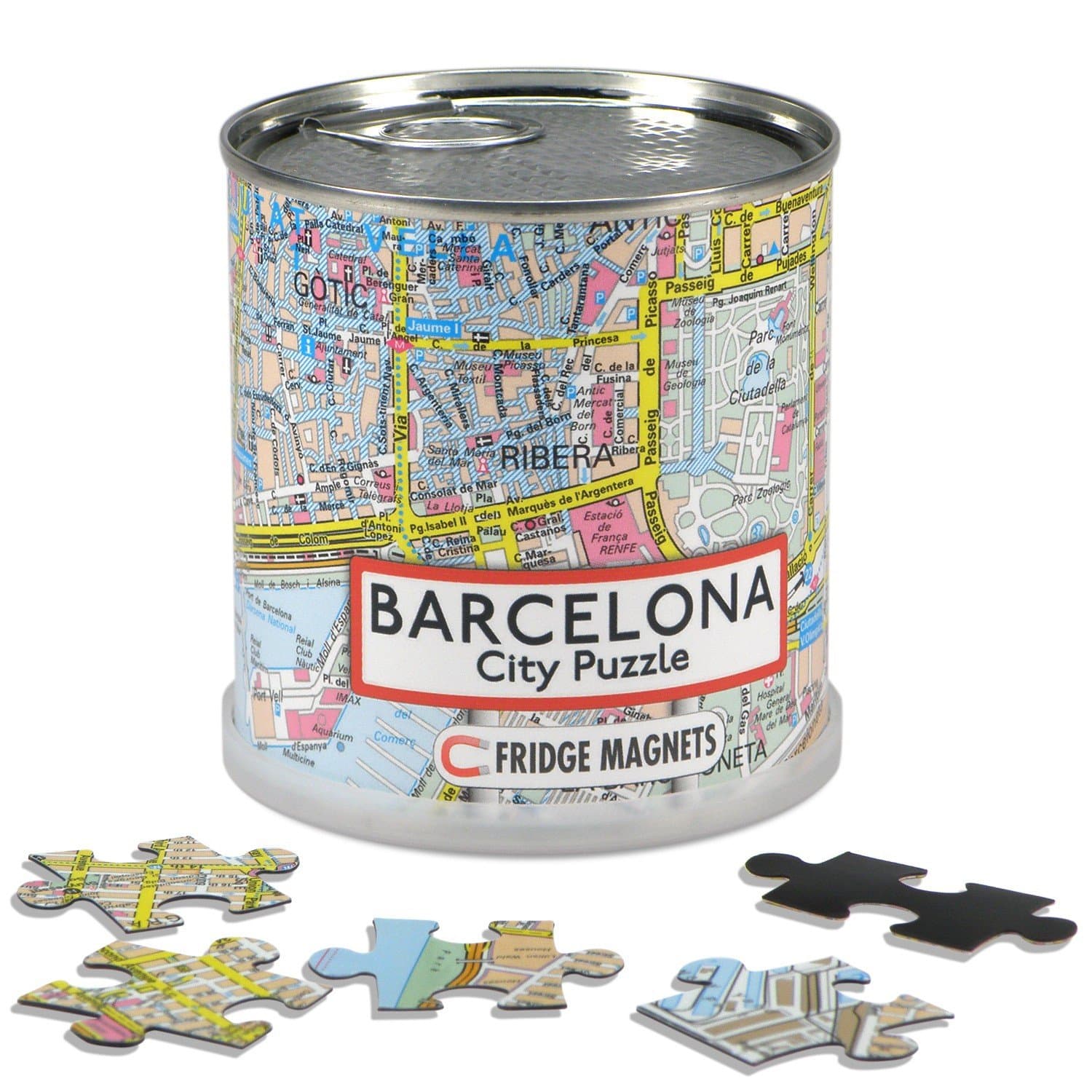 Extragoods Barcelona - City Puzzle Magnets in Premium tin can