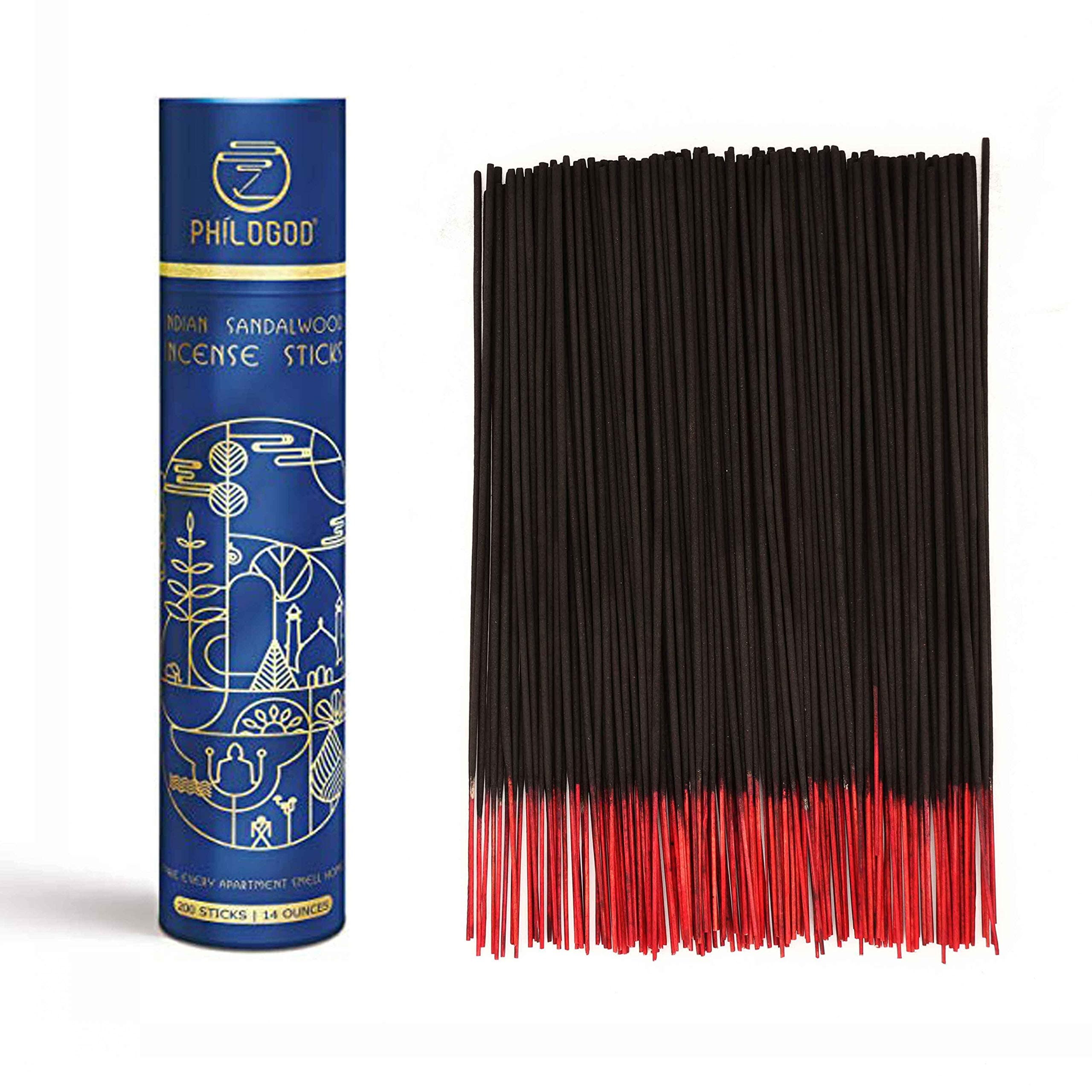 Indian Temple Incense Sticks Box,Hand Rolled,Sandalwood,Patchouli,100% Natural Pack of 200 Sticks