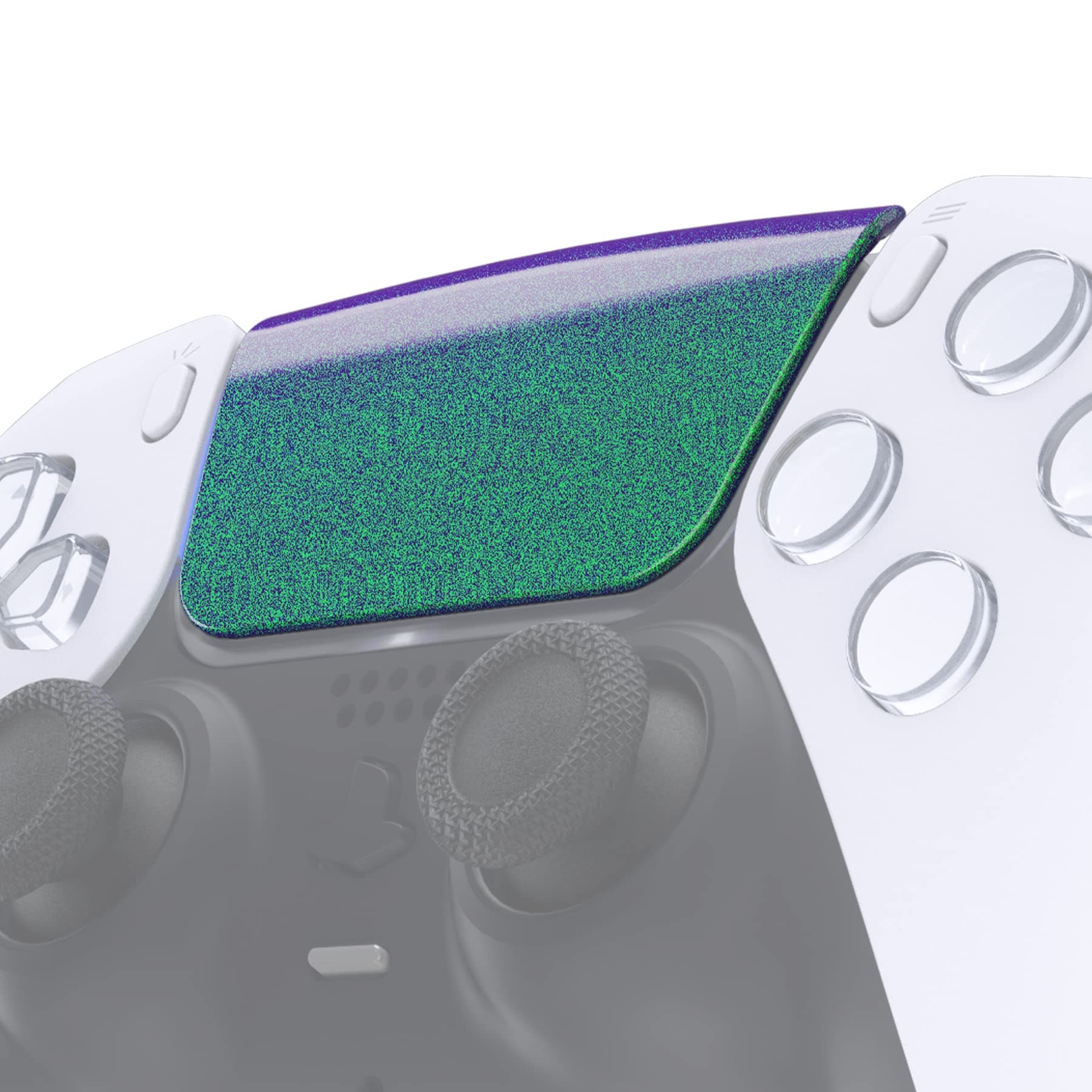 eXtremeRate Replacement Touchpad Cover Compatible with ps5 Controller BDM-010 020 030 040 050 060 Models, Custom Chameleon Green Purple Glossy Touch Pad Repair Part Compatible with ps5