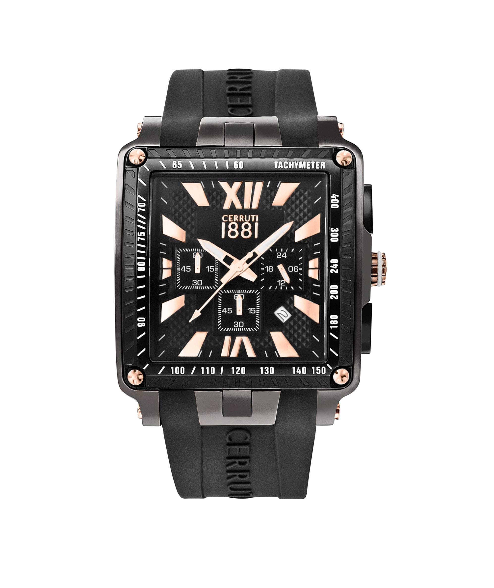 Cerruti 1881 Odissea Master CRA012SUB02BKP Men’s Chronograph Watch, Black Dial, Black Silicone Strap, 45 mm 3 ATM