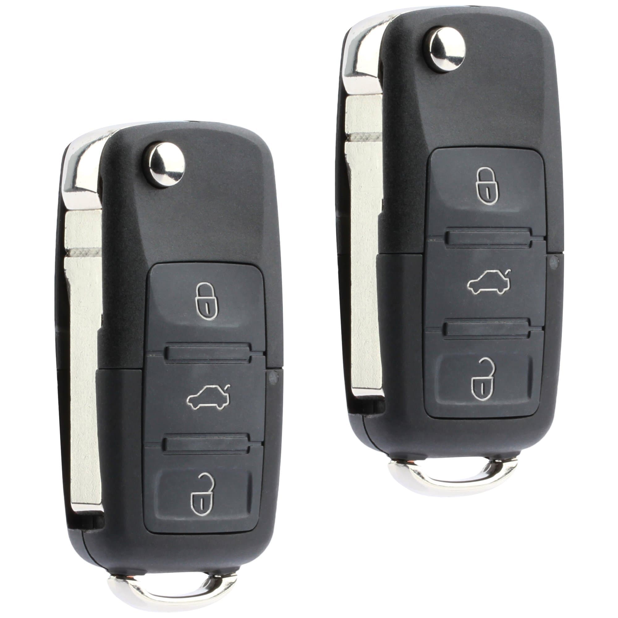 Flip Key Fob Remote fits VW Volkswagen Beetle CC Eos Golf Gti Jetta Passat Tiguan Touareg 2011 2012 2013 2014 2015 2016 (NBG010180T), Set of 2
