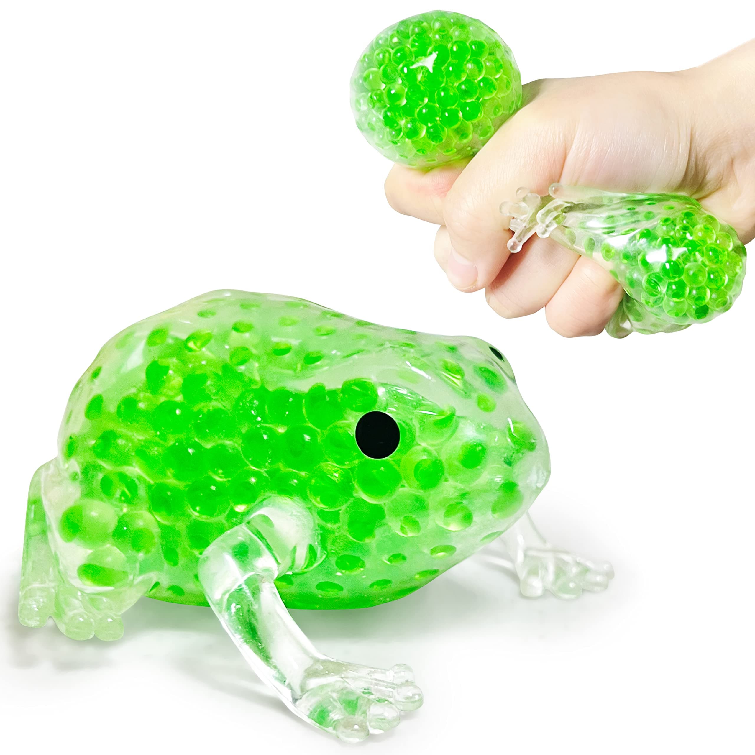 Green Frog Stress Relief Balls (1 Pack) - Squishy Animal Dough Ball for Adults, Stretch and Pull, Vase Filler and Home Decoration, Party Favors