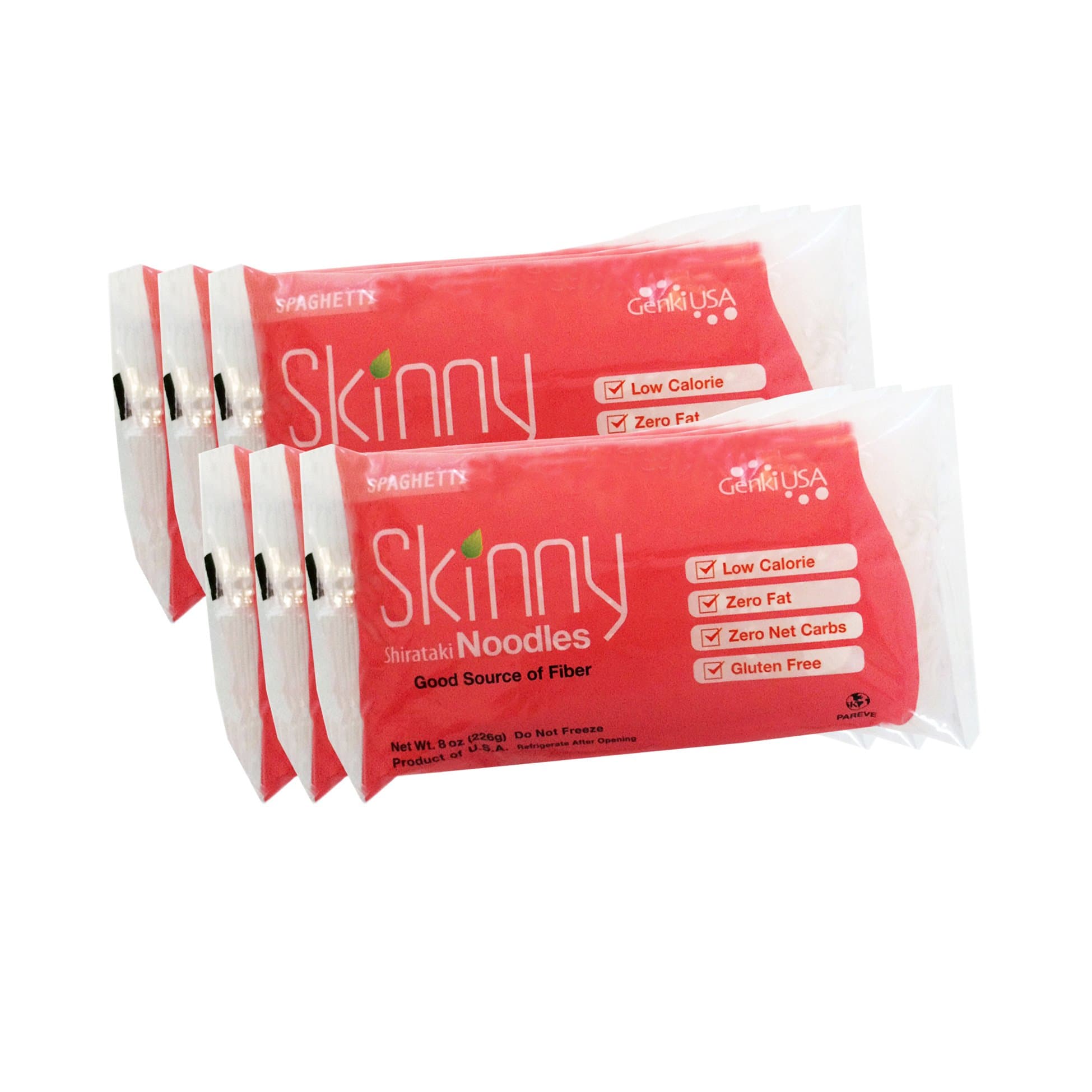 Skinny Shirataki Noodles, Pasta, Keto, Low Carb, Low Calorie, Healthy, Konjac, Konnyaku, Gluten-Free, Plant Based, Made in USA (Spaghetti, 8 Ounce, Pack of 6)