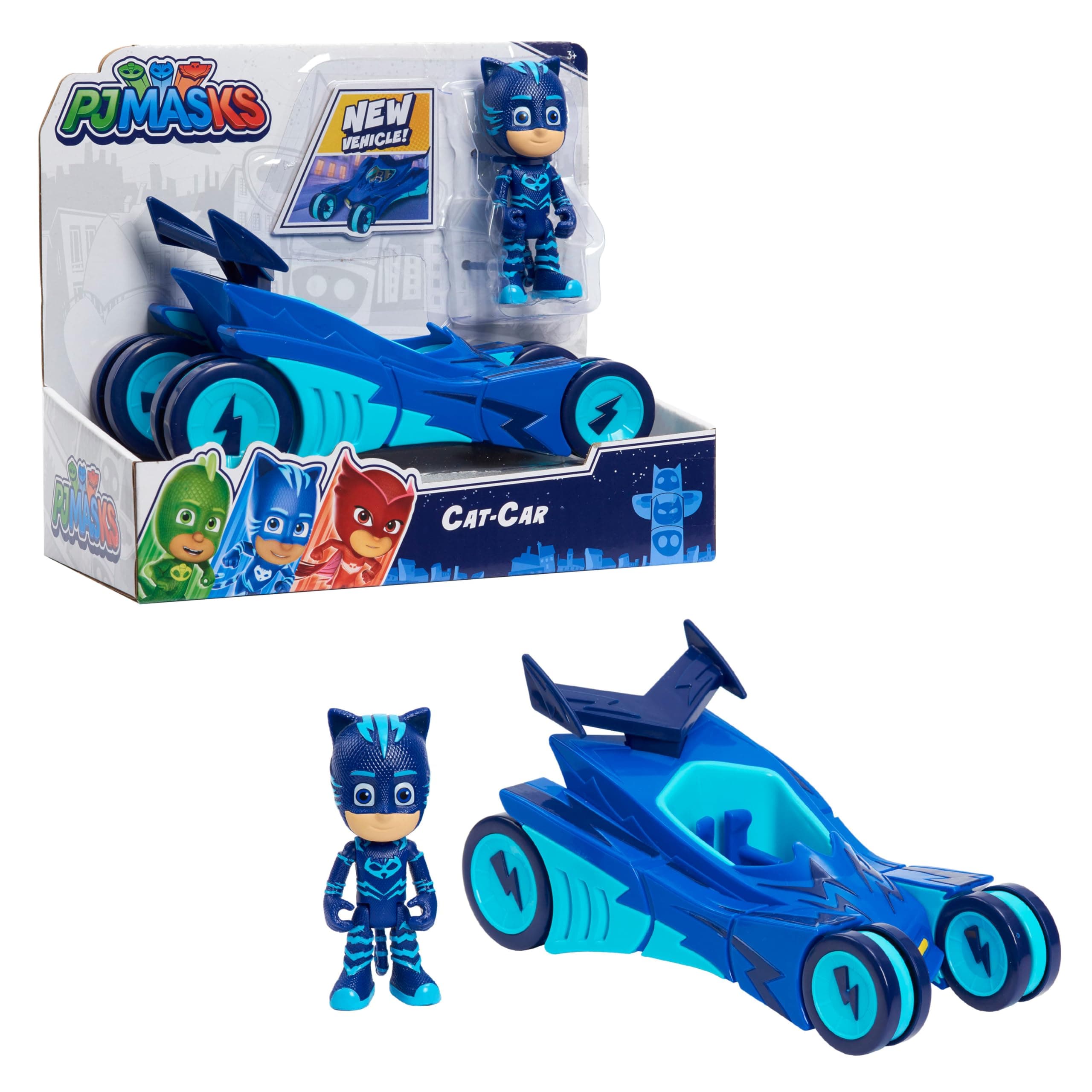Catboy & Cat-Car Toy, 2-Piece Articulated Blue Action Figure and Vehicle Set for Fans, Boys, Kids, Ages 3 and Up by Just Play