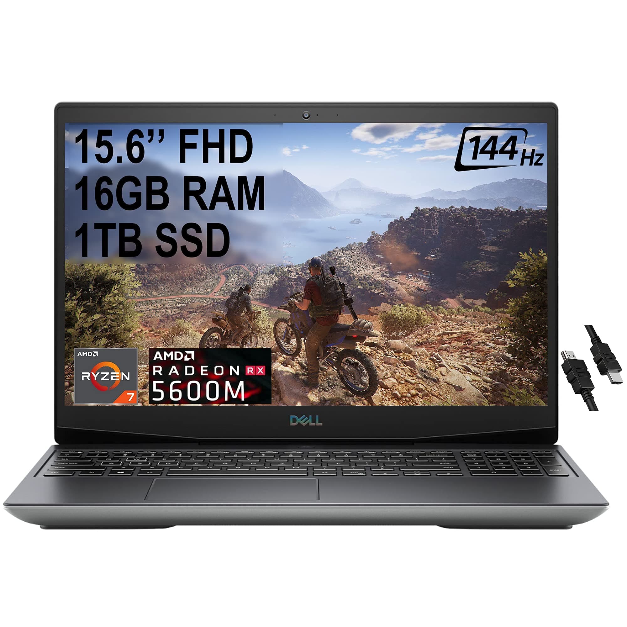 2020 Flagship Dell G5 15 VR Ready Gaming Laptop 15.6" FHD 144Hz AMD Octa-Core Ryzen 7 4800H (Beats I7-9750H) 16GB DDR4 1TB PCIe SSD 6GB AMD RX 5600M RGB Backlit USB-C Win 10 (Renewed)