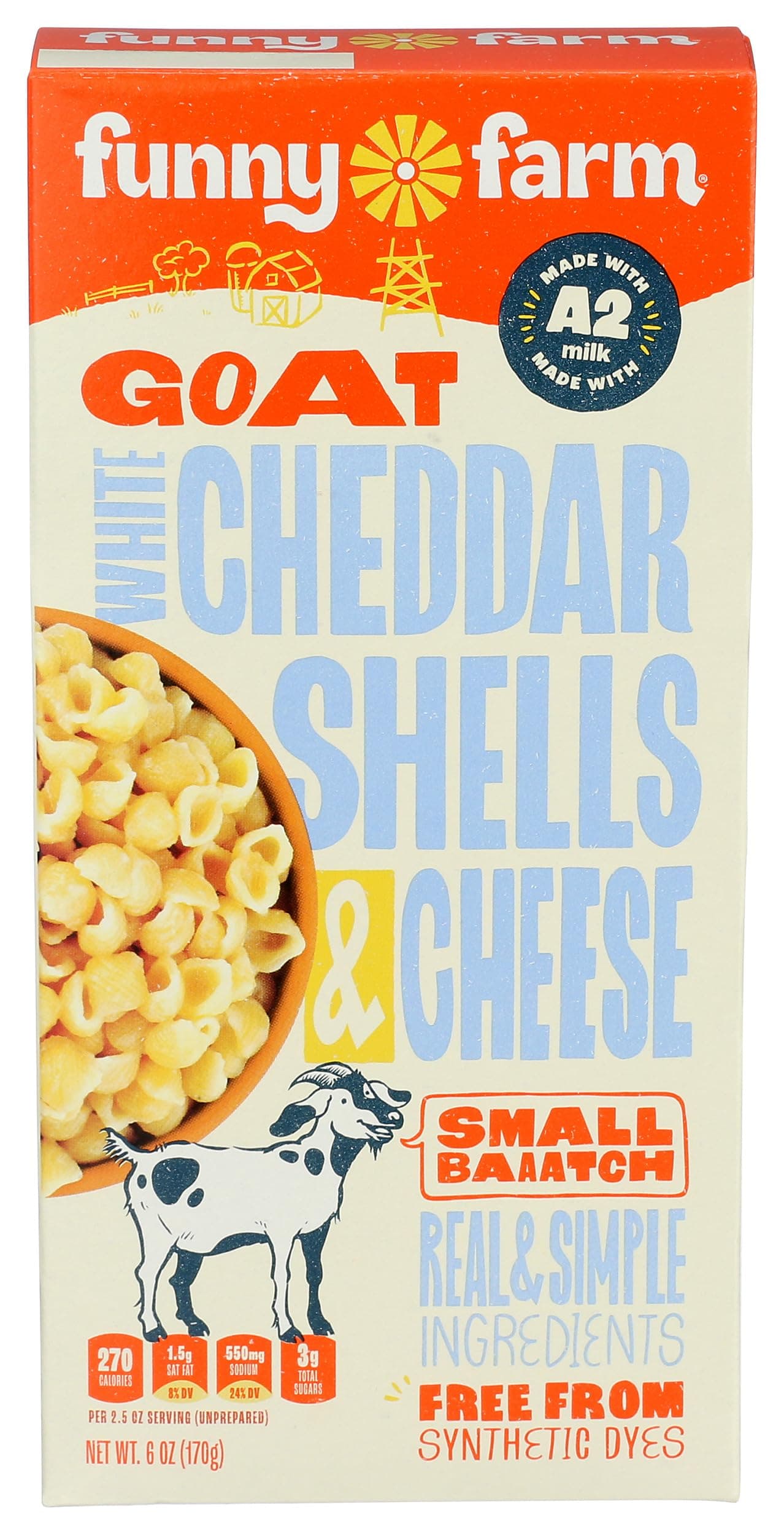 FUNNY FARM Goat White Cheddar Shells & Cheese, 6 OZ