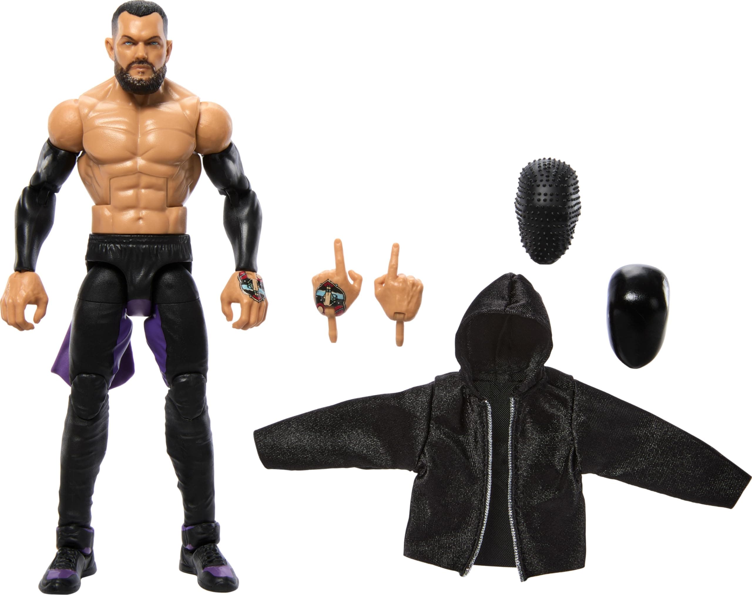 WWE Elite Action Figure & Accessories, 6-inch Collectible Finn Balor with 25 Articulation Points, Life-Like Look & Swappable Hands, HTX33