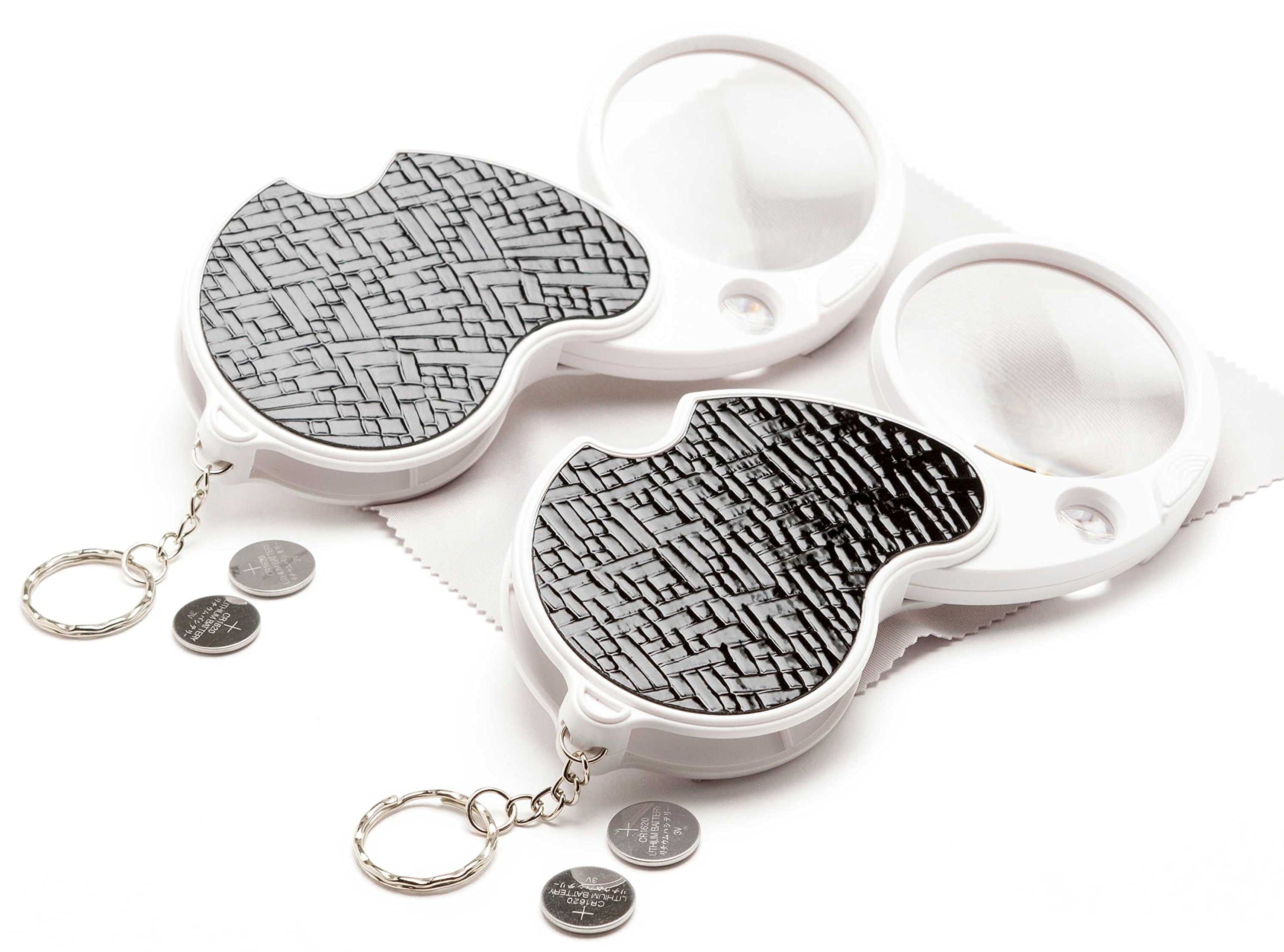 c cmoredetail 2 Pack Folding Magnifying Glass Bundle: 2 Lighted Folding Pocket Magnifiers with 3X Magnifying Glass