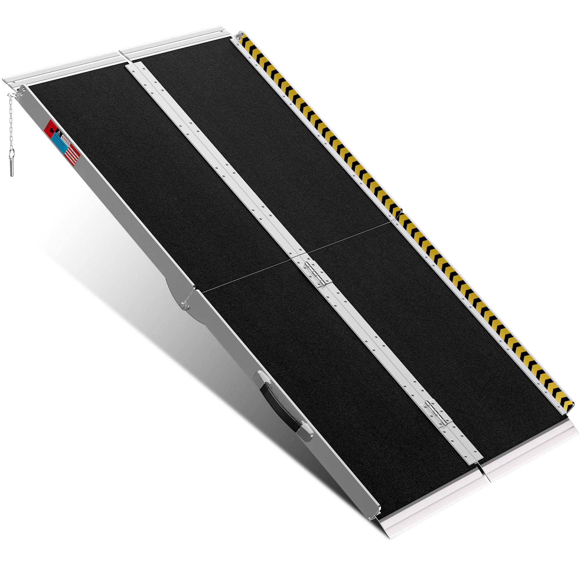 Portable Wheelchair Ramp 5FT, Anti-Slip Aluminum Folding Portable Ramp, Wheelchair Ramps for Home, Weight Capacity Up to 800 LBS, with Transition Plates Above and Below, Loading Dock Plates