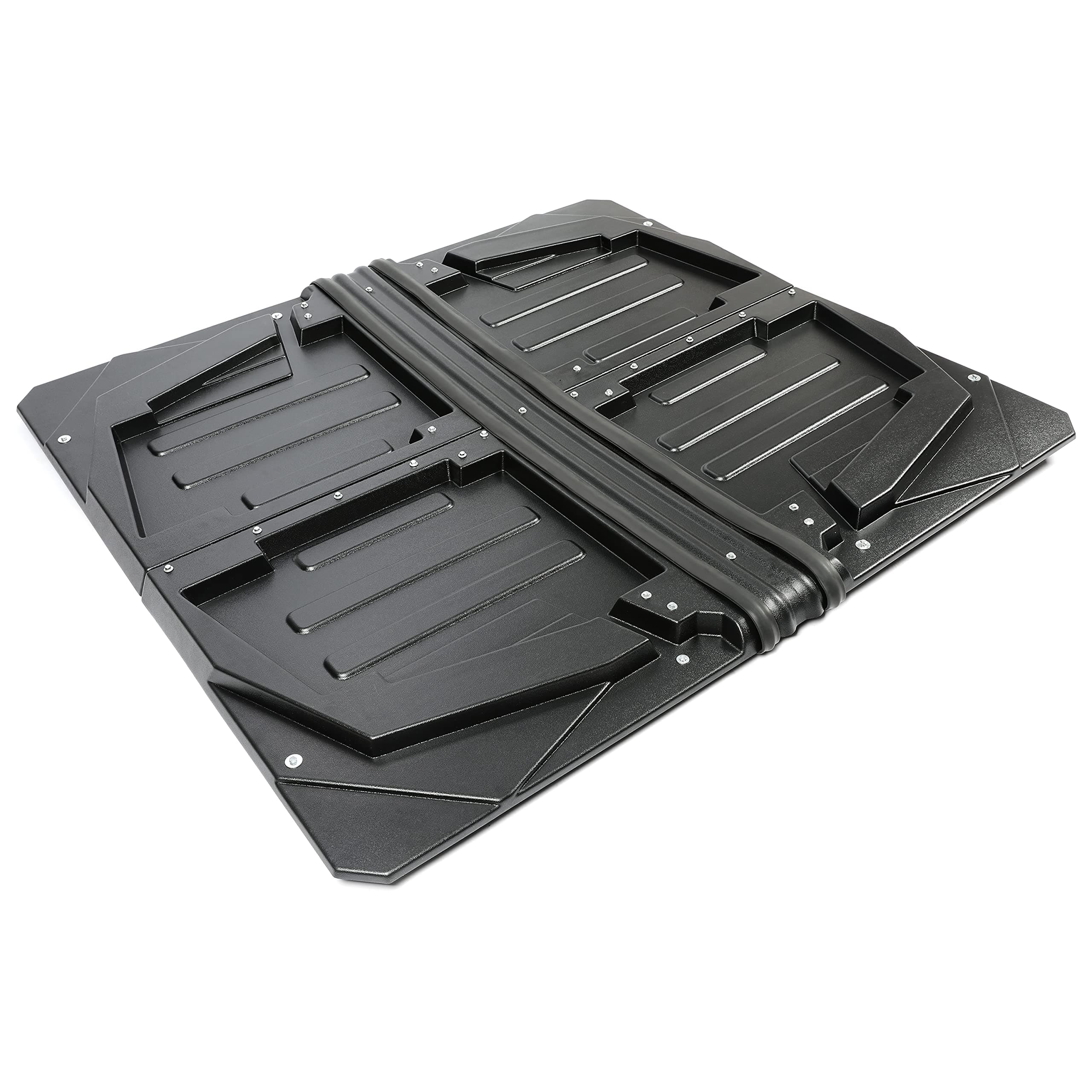 HECASA 4-Piece Hard Roof Top Compatible with 2009-2014 Polaris Ranger Crew 800 with Round Roll Cage Tubing Only Plastic Black