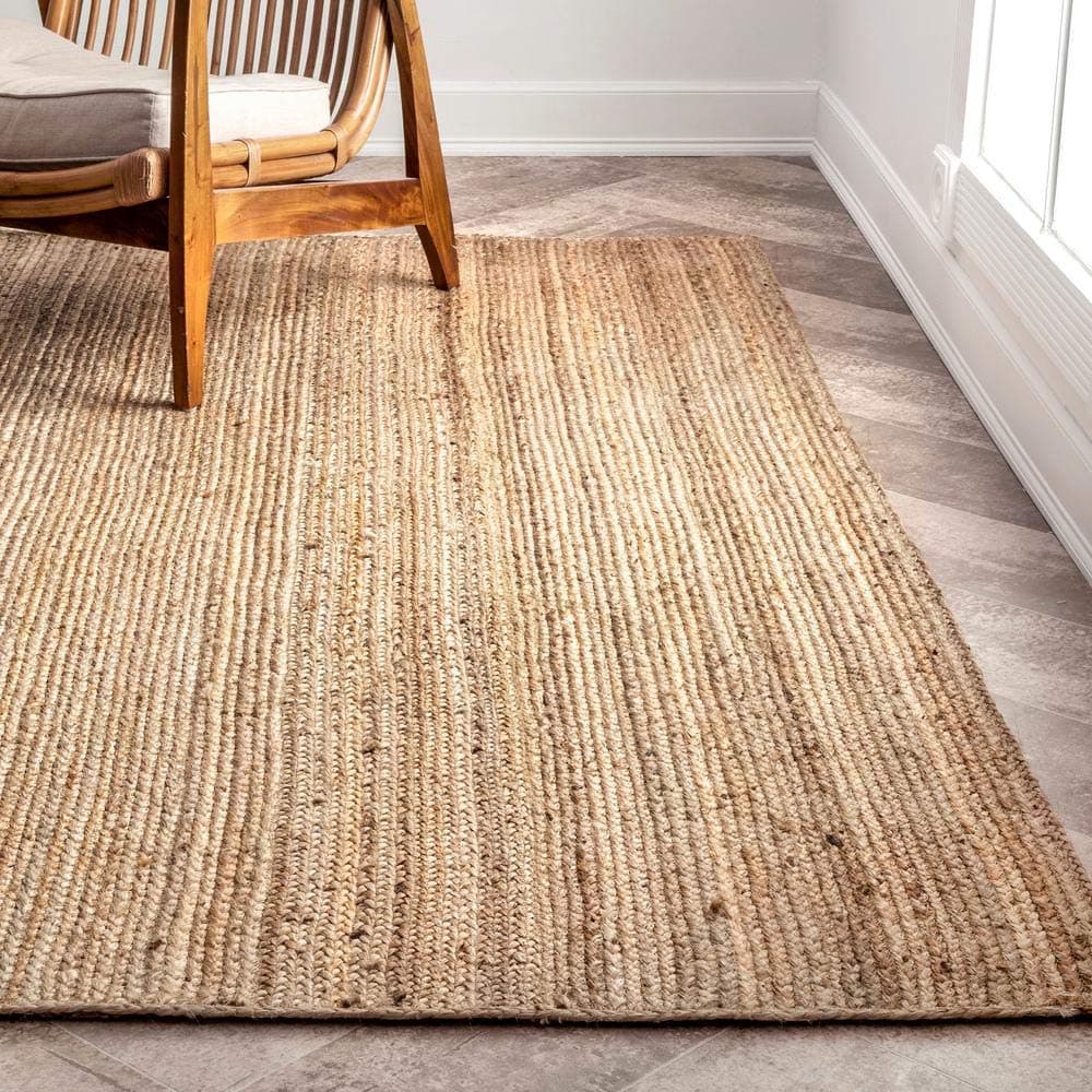 ZESPER Handwoven Jute Braided Rug Natural Fibres, Braided Reversible Carpet for Bedroom Living Room Dining Room Bedroom Kids Room Floor Home Decor (4 x6 Feet)