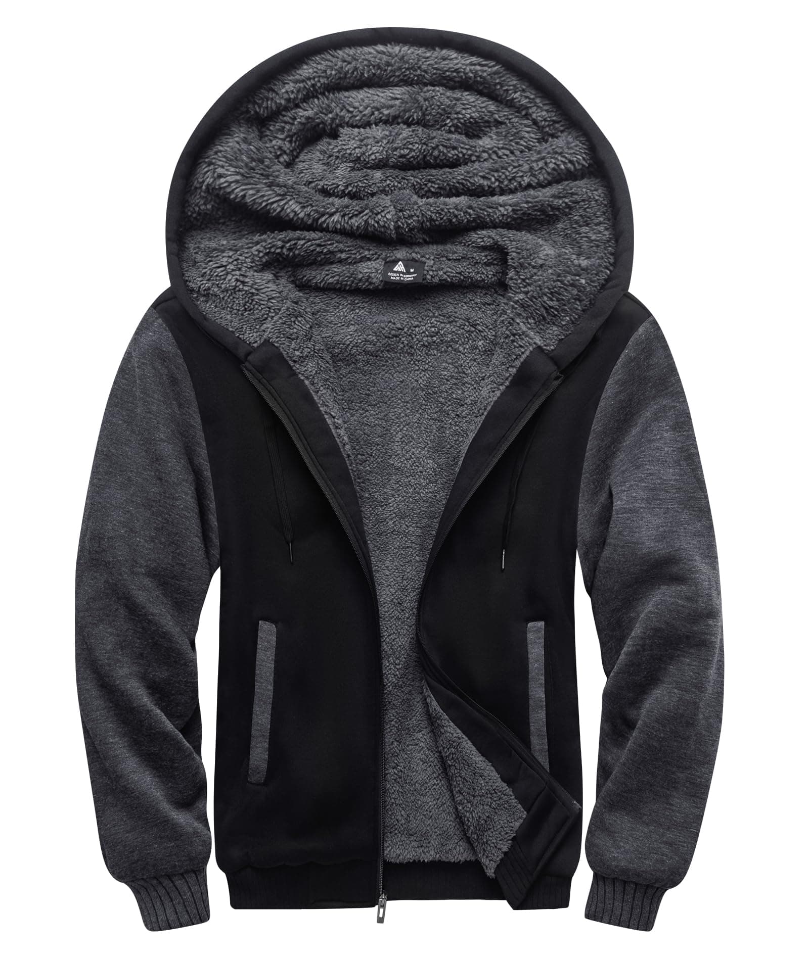 Hoodies for Men Heavyweight Fleece Sweatshirt - Full Zip Up Thick Sherpa Lined Hooded Jacket