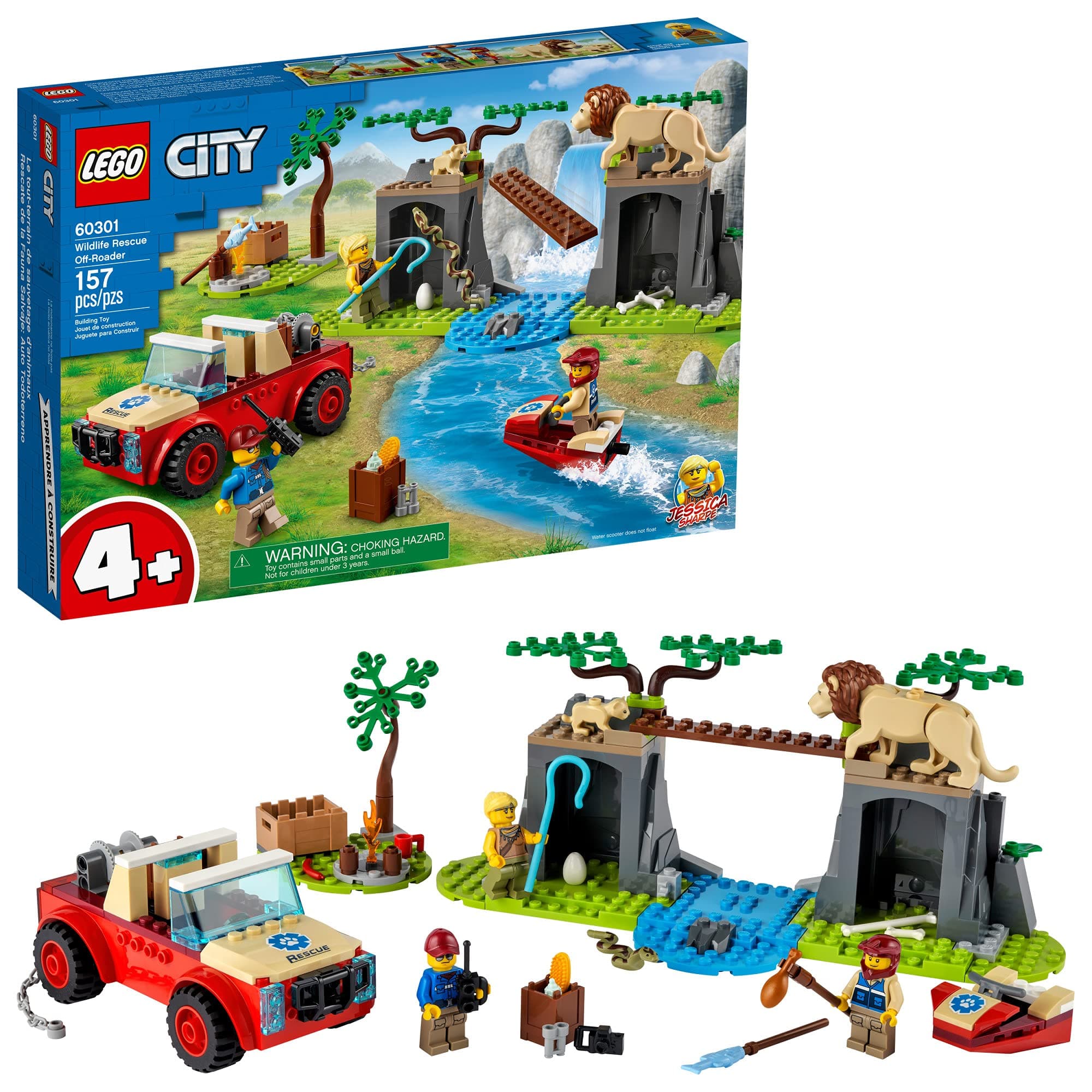 City Wildlife Rescue Off-Roader 60301 Building Kit; Includes a City Adventures TV Series Character; New 2021 (157 Pieces)