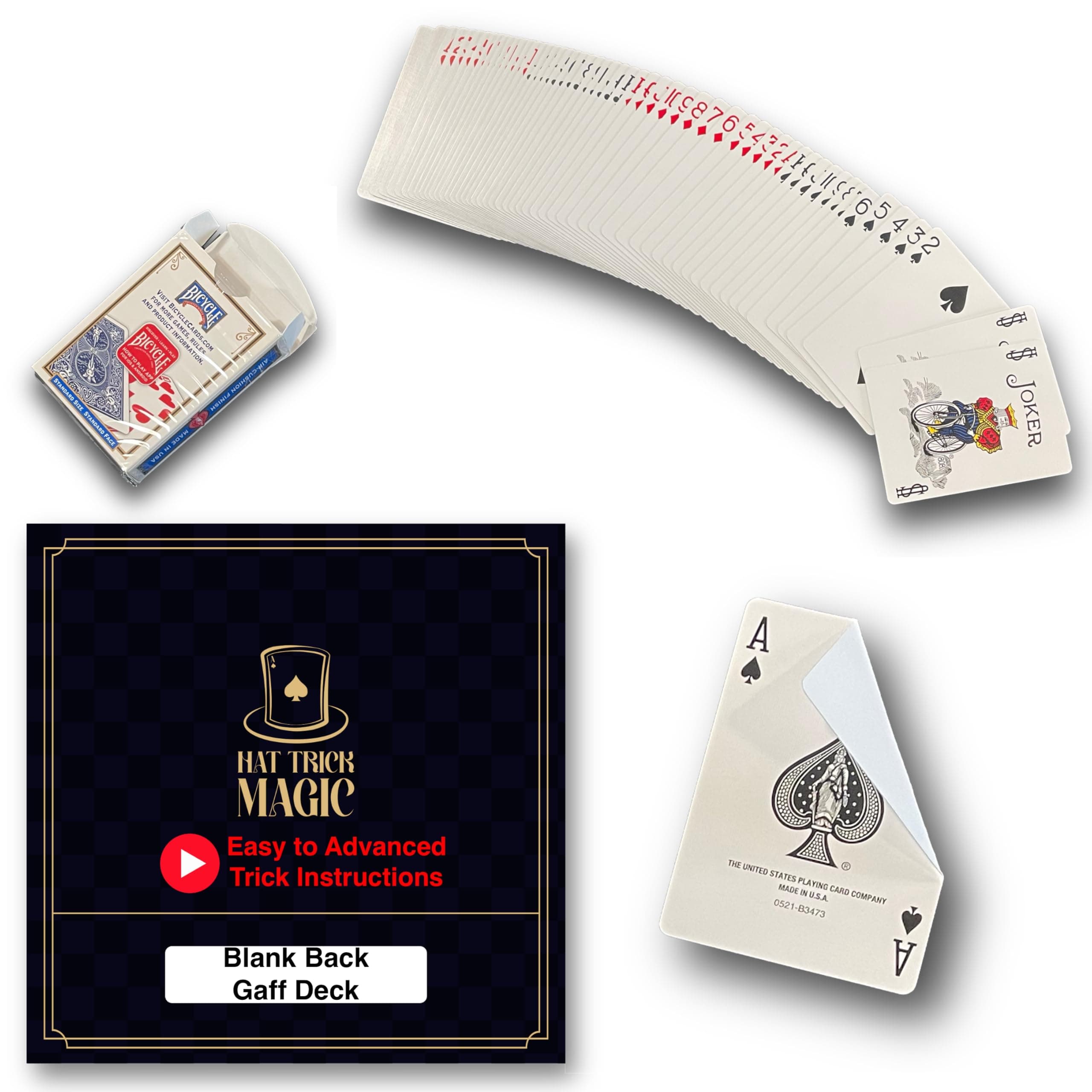 Bicycle Rider Back Gaff Playing Card Decks (Blank Back, Blue Box)