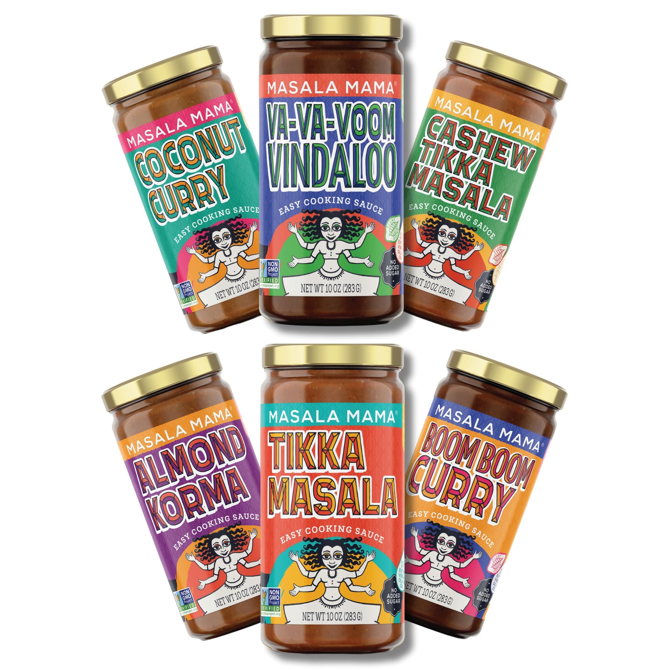 Masala Mama Indian Sauce Variety Pack | Includes Tikka Masala, Vindaloo, Coconut Curry, Cashew Tikka, Boom Boom Curry and Almond Korma | Indian Curry Sauce for Tasty Asian Recipes | Pack of 6