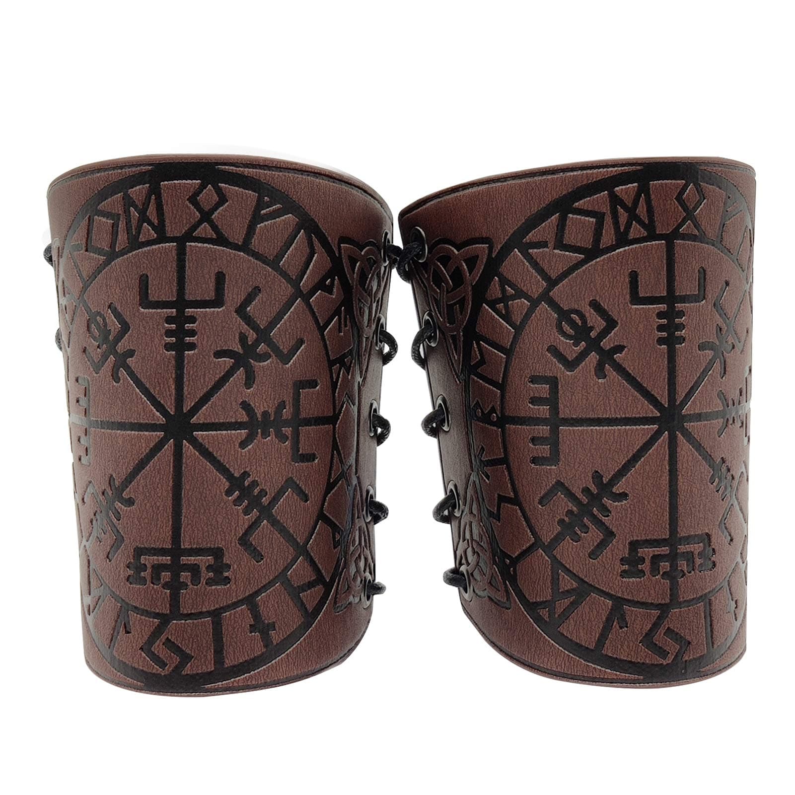 HiiFeuer Viking Vegvisir Embossed Leather Arm Armor 3 Colors LARP Gauntlet Leather Armor Bracer